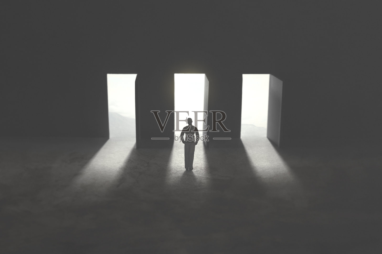 35、三选一概念，人门前三开照片摄影图片