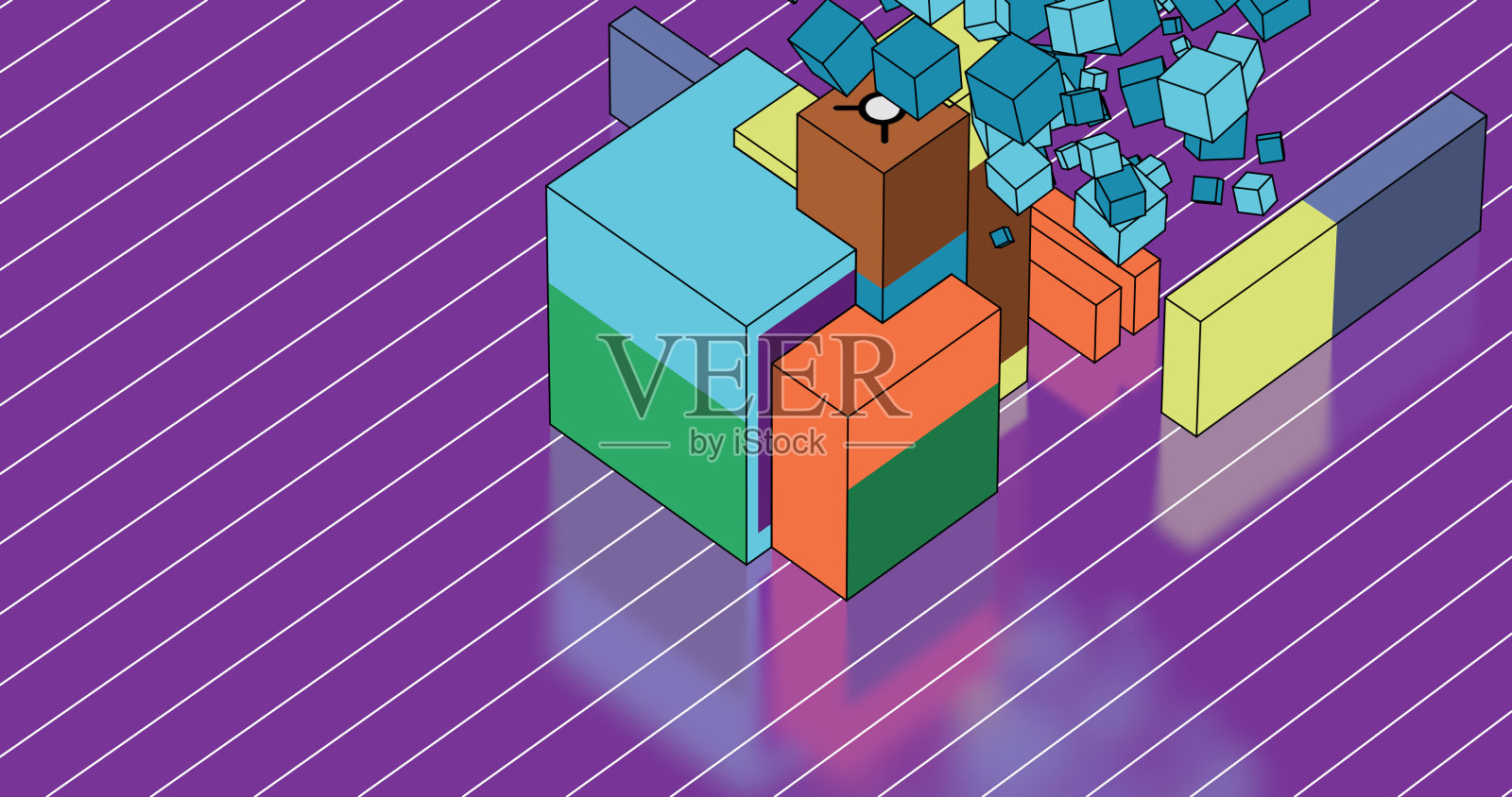 复古风格的立方体和正方形。照片摄影图片