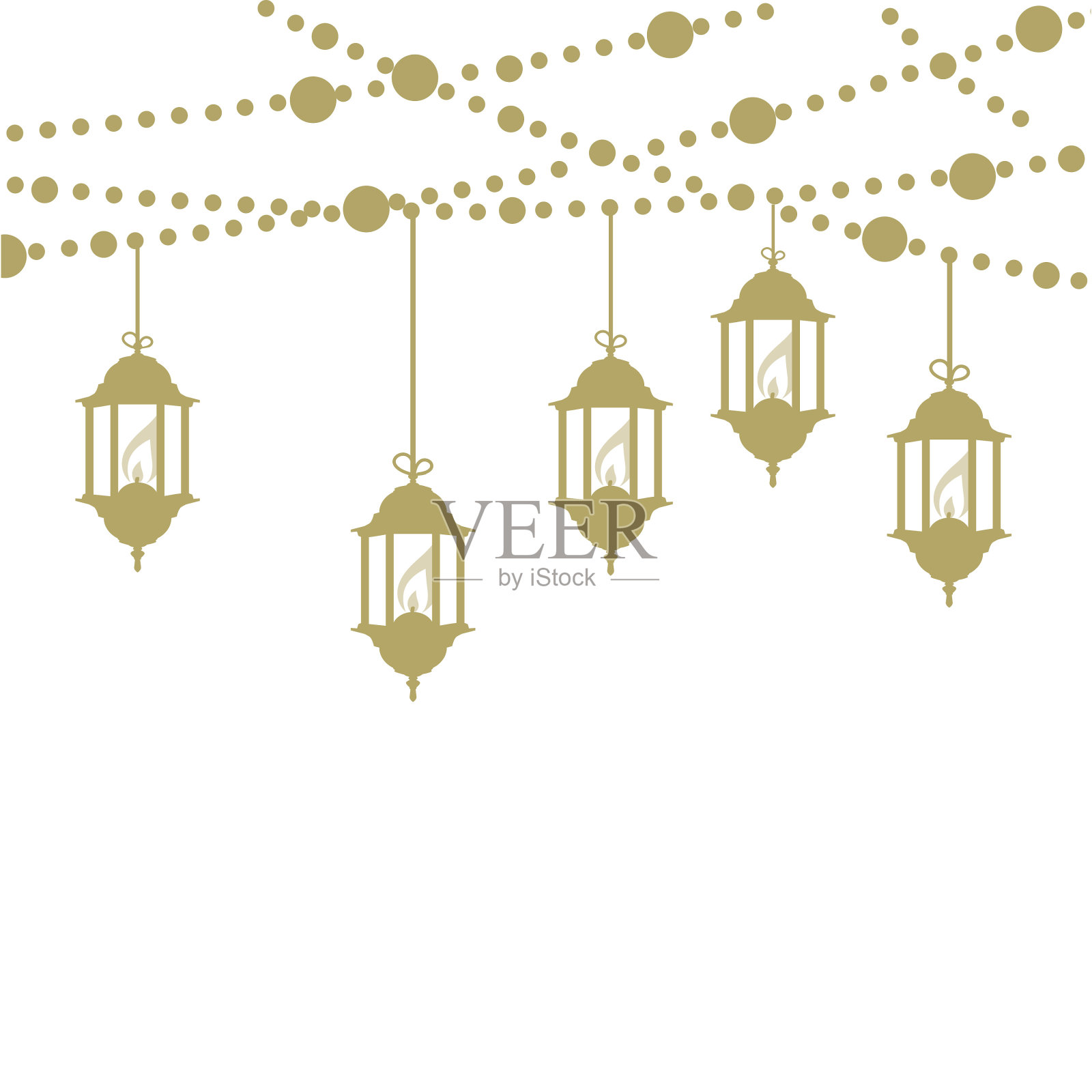 金线和金灯笼插画图片素材