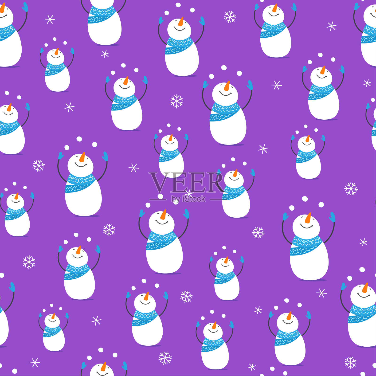 寒假无缝背景雪人。包装纸矢量设计设计元素图片