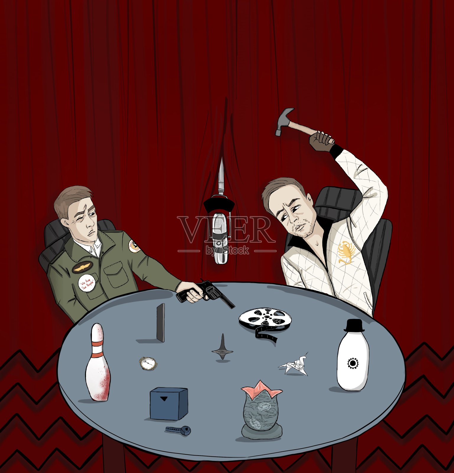 两个朋友批评电影插画图片素材