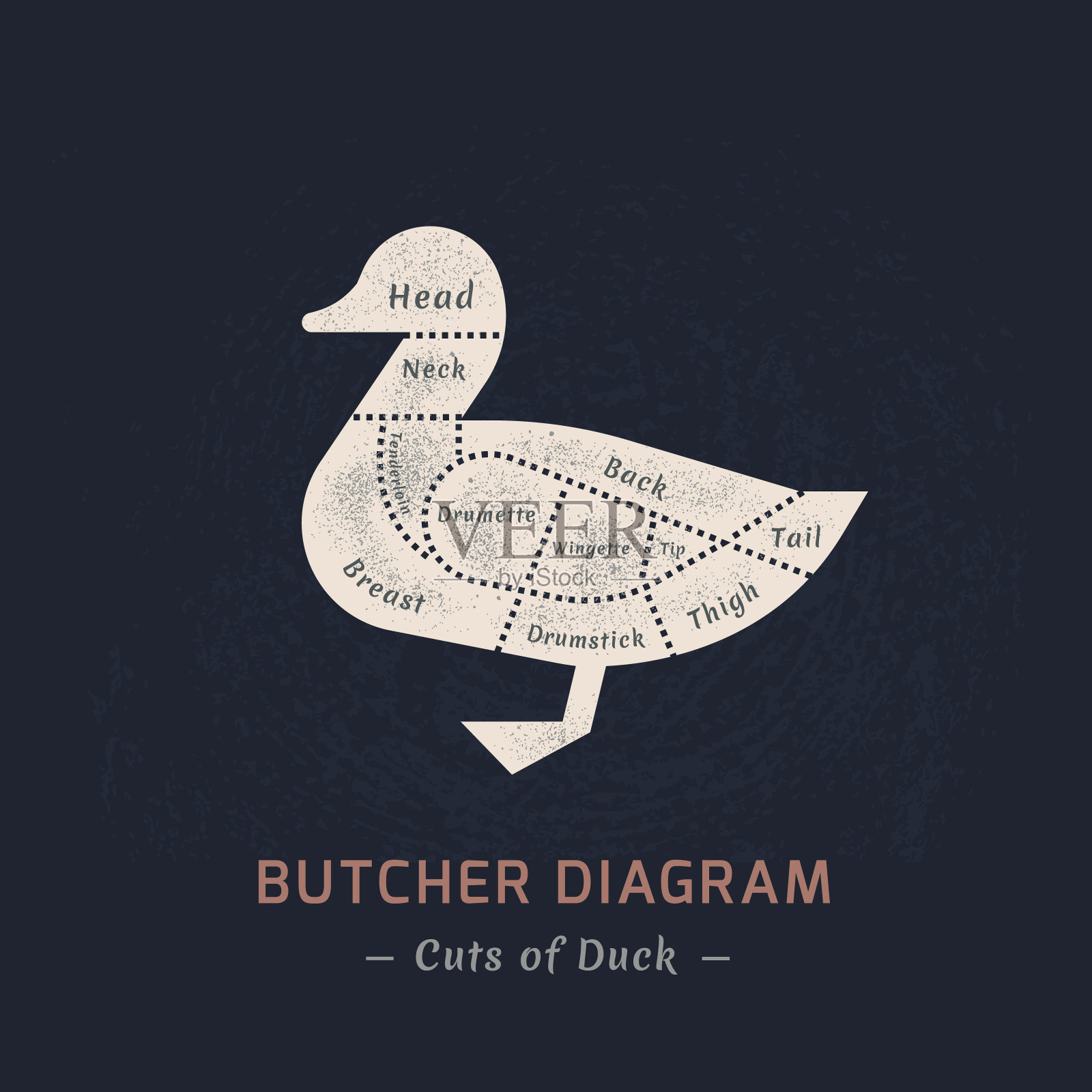 切鸭肉或鹅肉插画图片素材