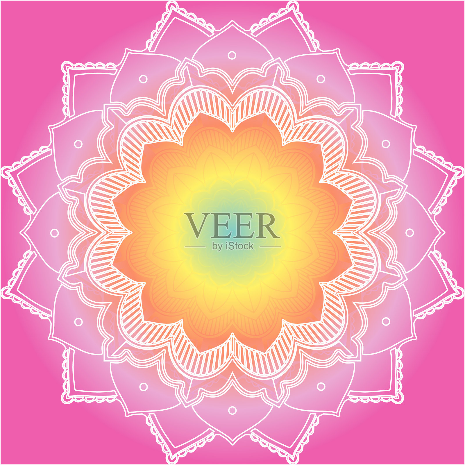 粉红色背景上的曼陀罗图案插画图片素材