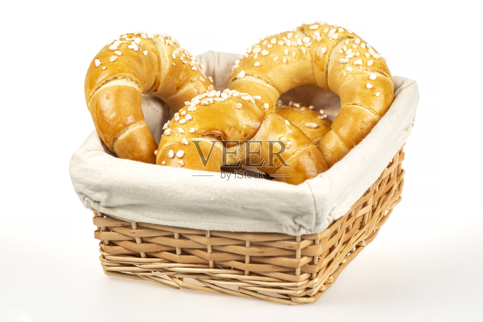 典型的奥地利面包或糕点篮子(“Kipferl”)照片摄影图片