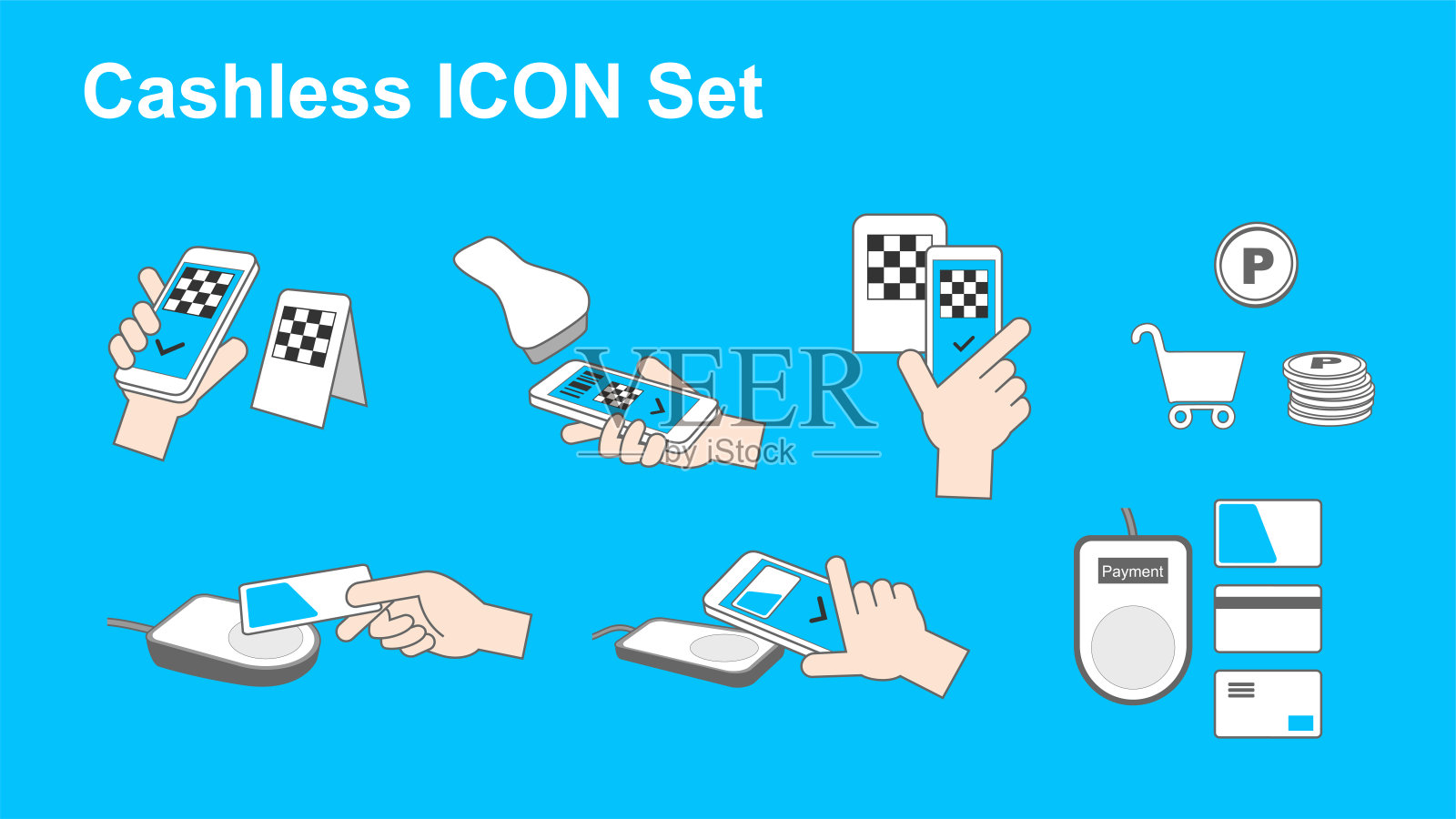 无现金图标设置插画图片素材