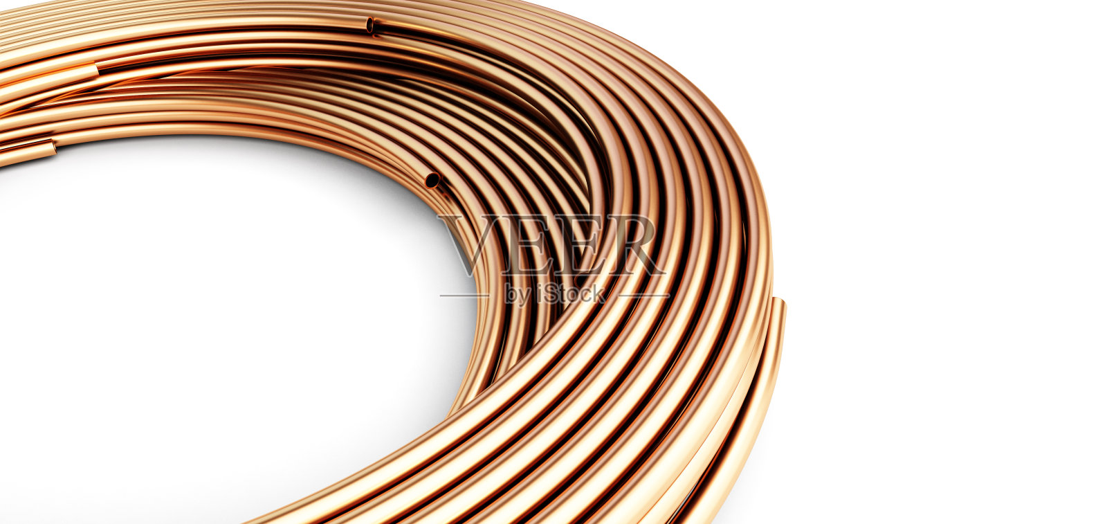 白色背景上的铜管。3 d的插图照片摄影图片