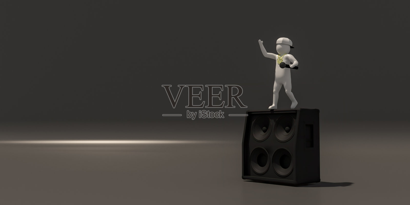 3d illustrator组的职业音乐家符号上的灰色背景，3d渲染的音乐播放器。包括一个选择路径。照片摄影图片