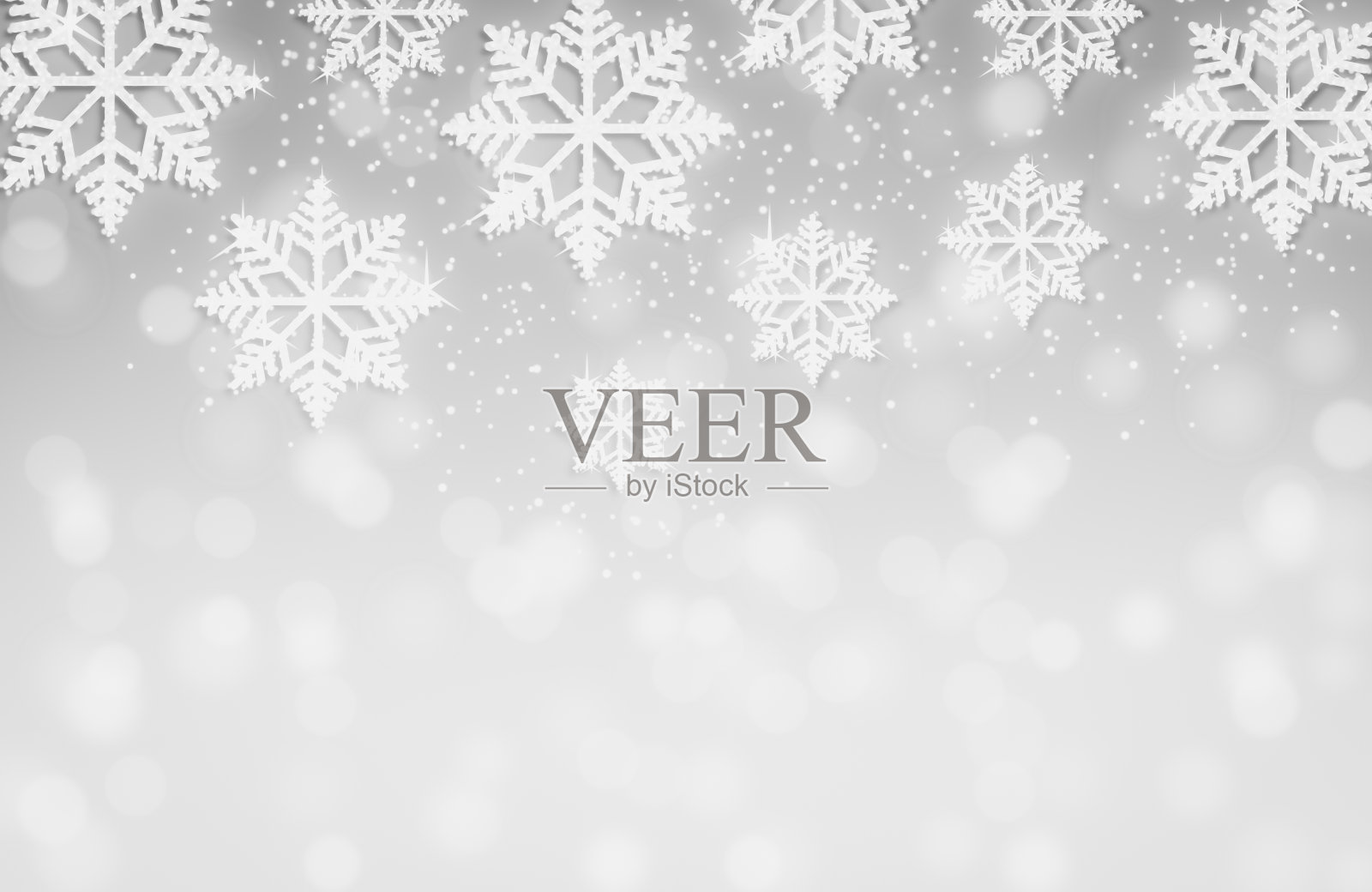 雪花和雪花在寒冷的蓝色冬天背景圣诞节插画图片素材