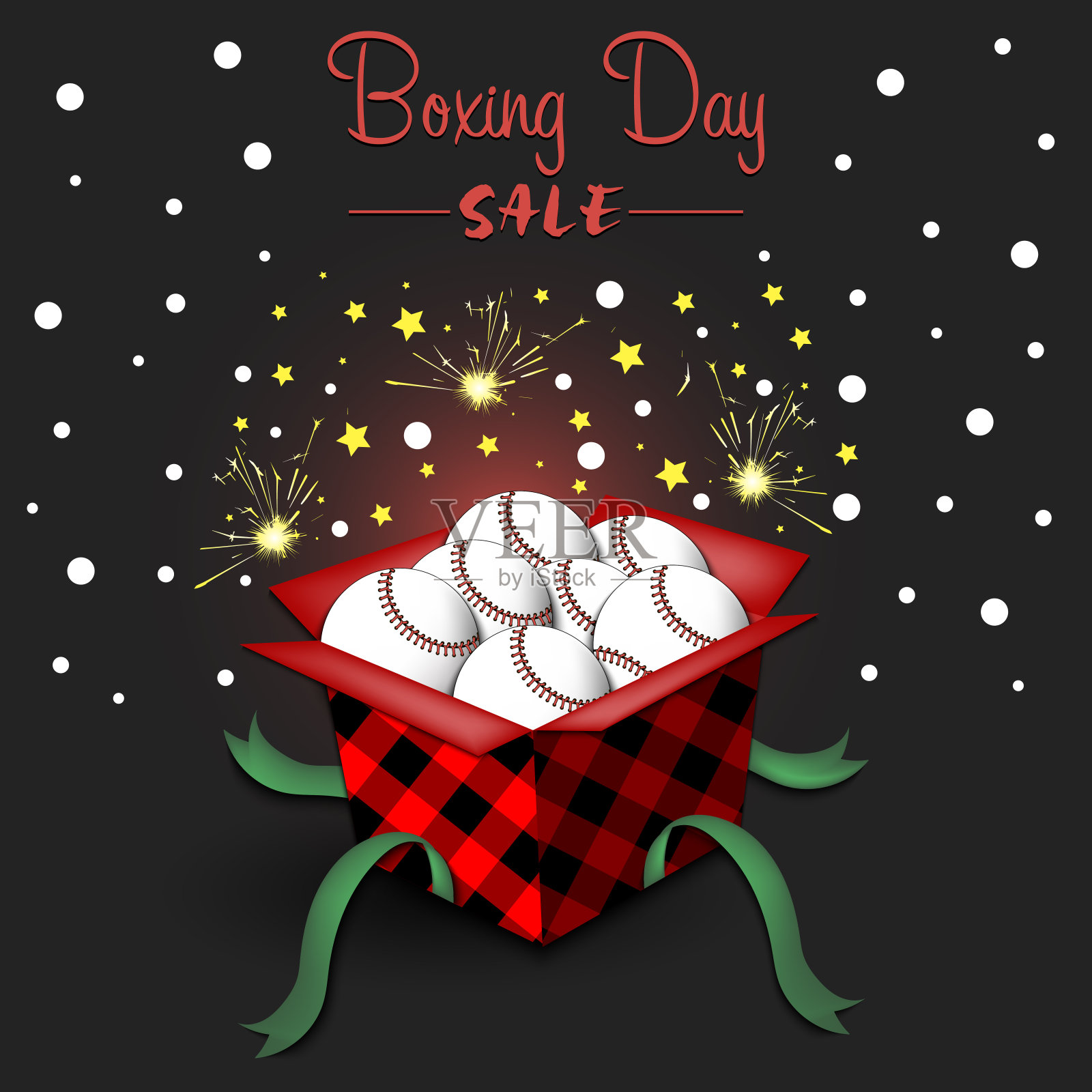 节礼日。打开装有棒球的礼盒插画图片素材