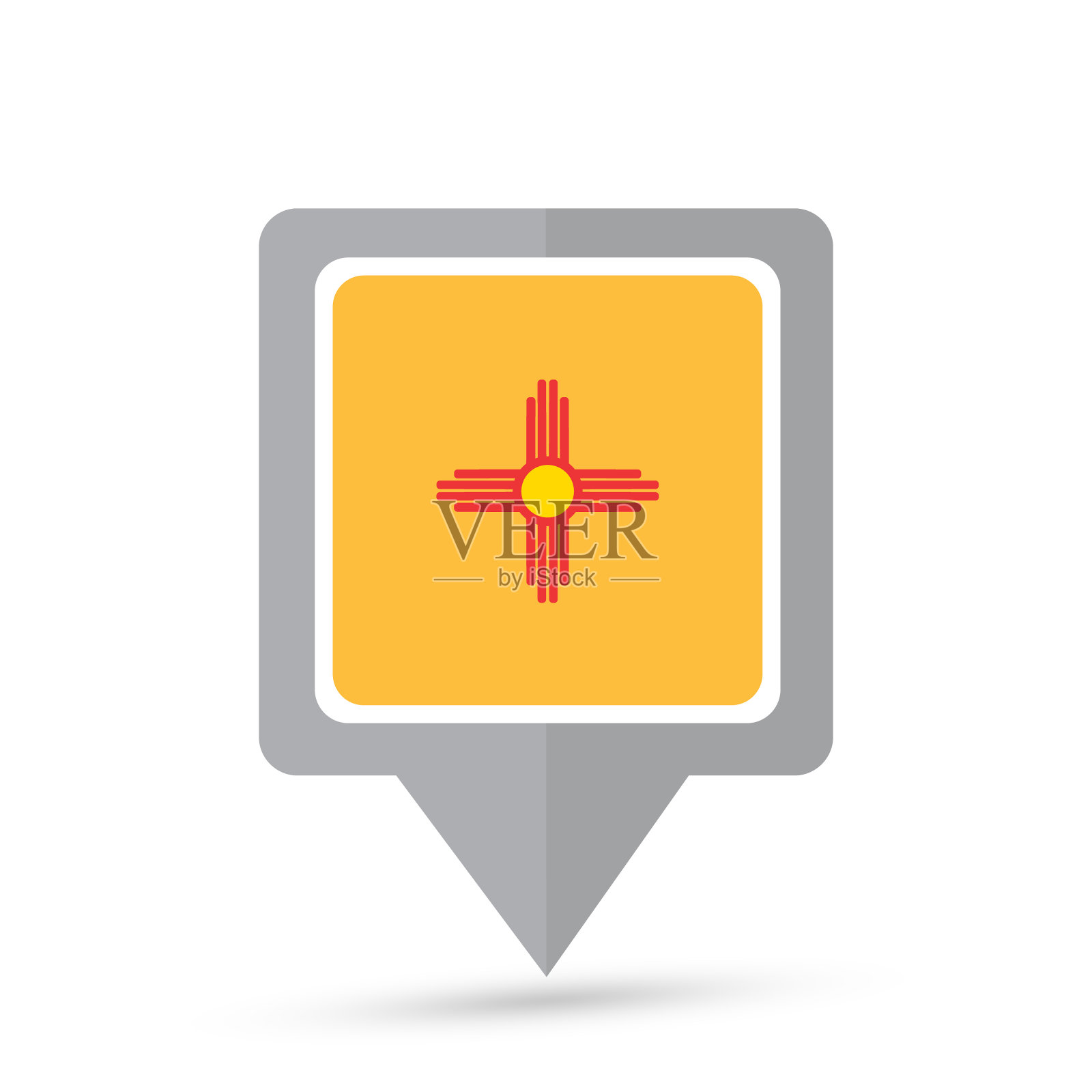 新墨西哥州国旗地图图标插画图片素材