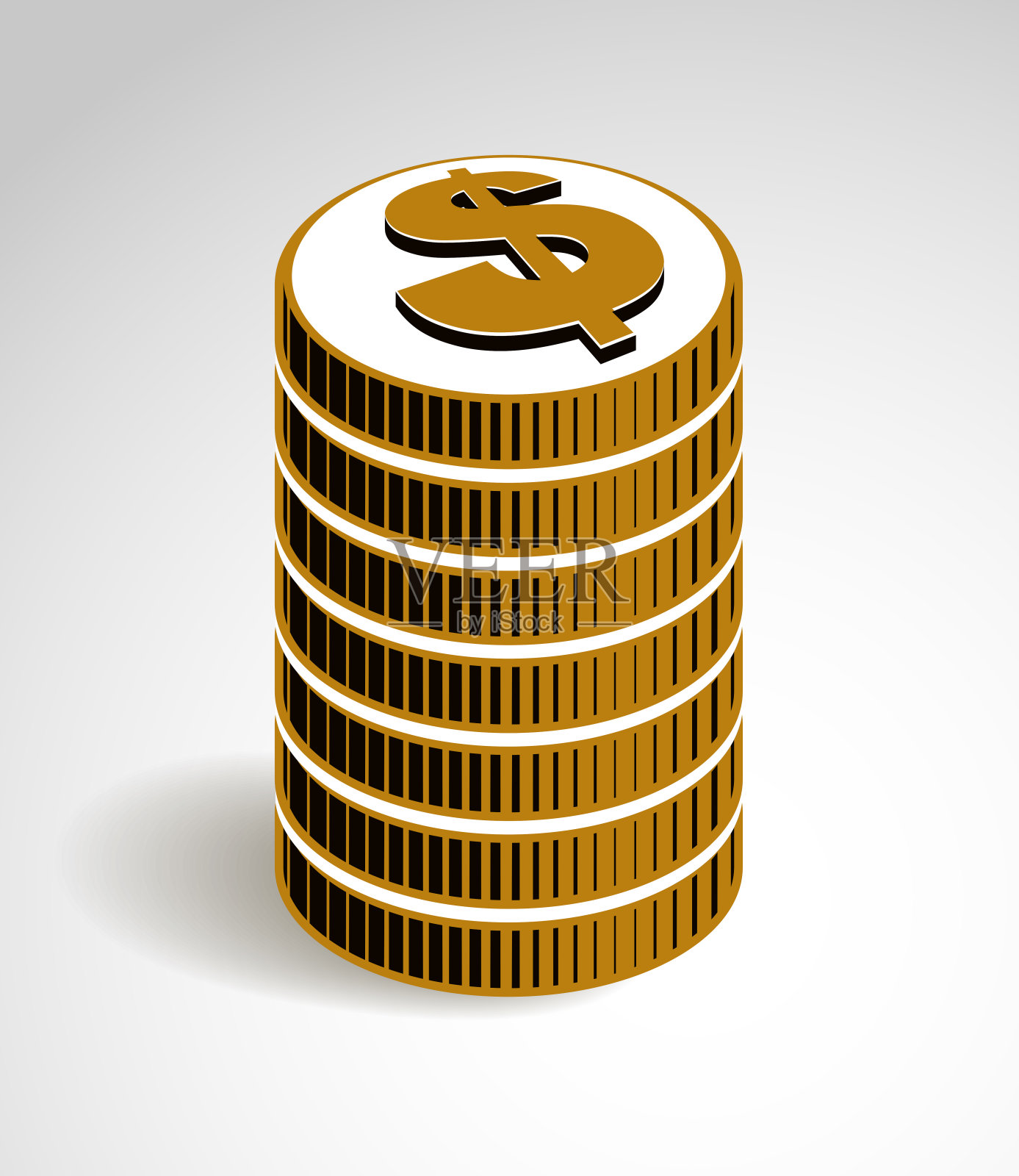 硬币堆叠现金或赌场筹码静物，矢量图标，插图或标志，税收或税收概念，一堆美分。插画图片素材