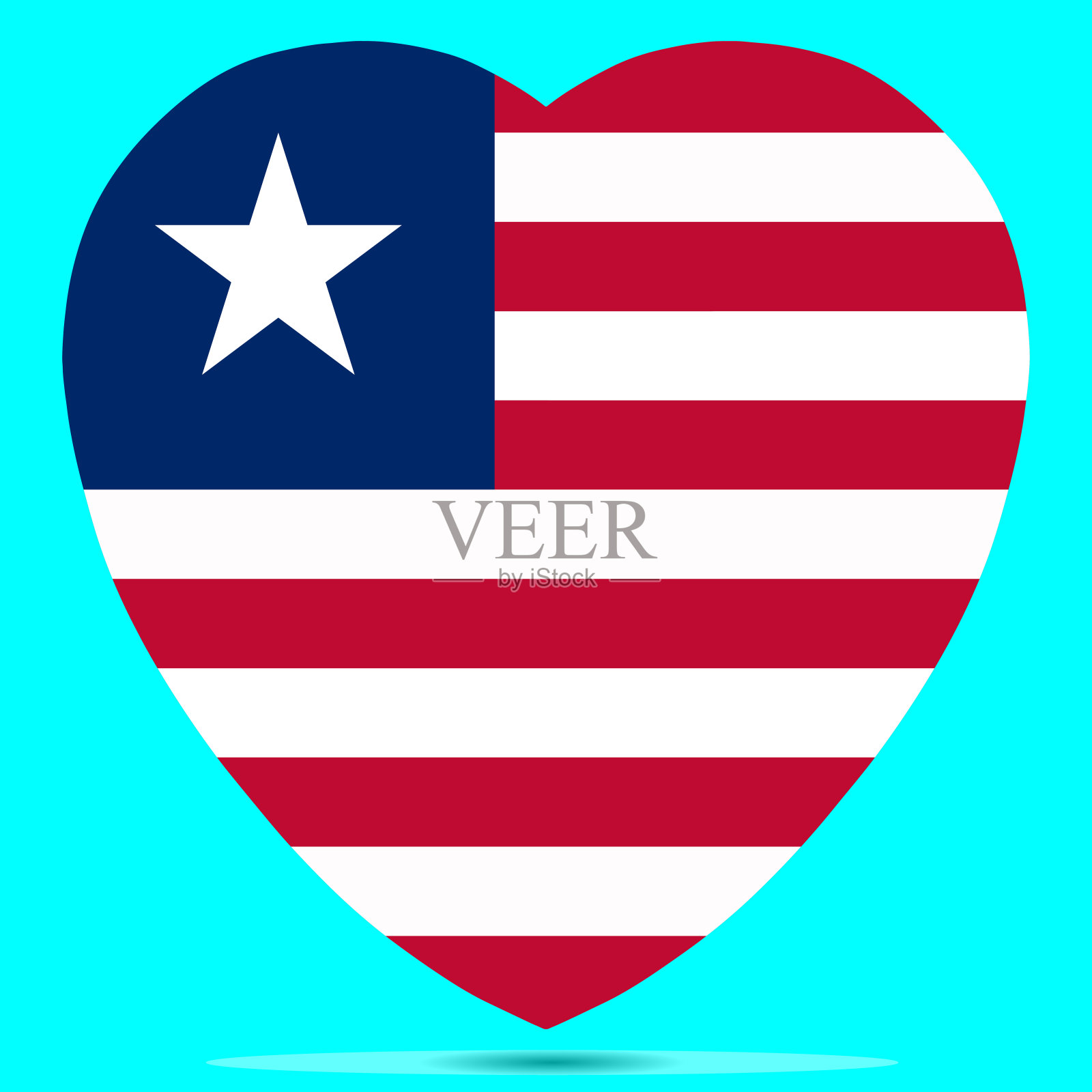 利比里亚国旗在心脏形状矢量插图Eps 10插画图片素材