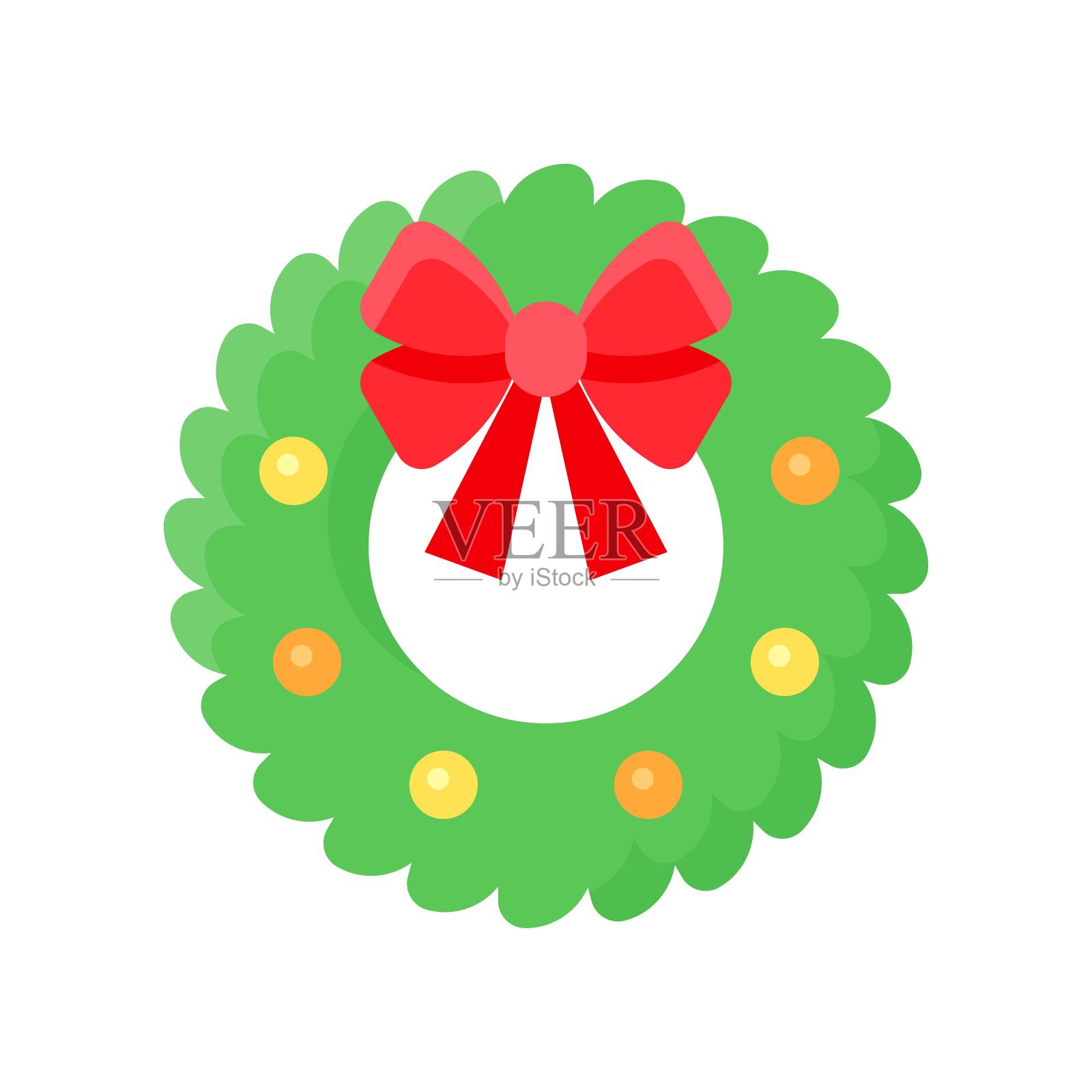 圣诞花环矢量插图，平面设计图标插画图片素材