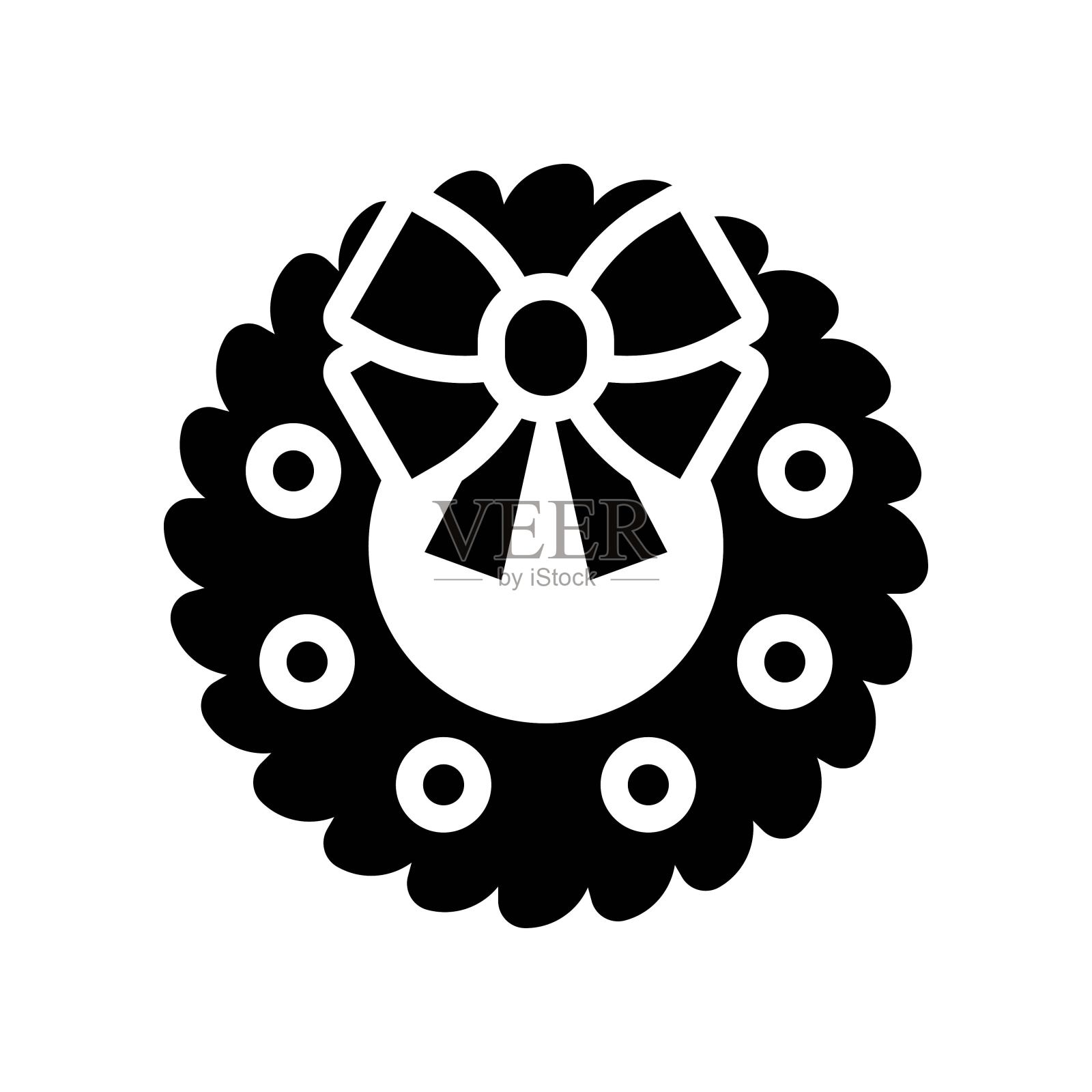 圣诞花环矢量插图，固体设计图标插画图片素材