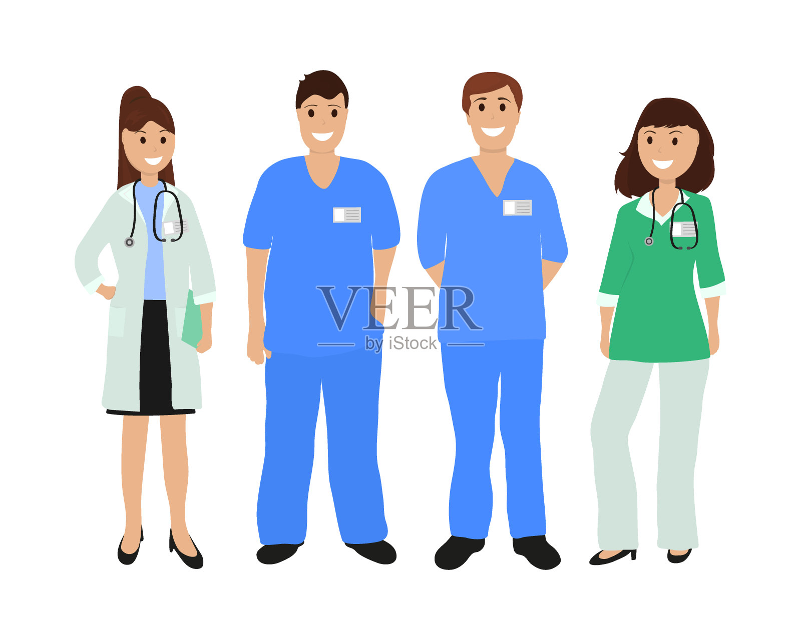 某医院医生组，平面设计插画图片素材