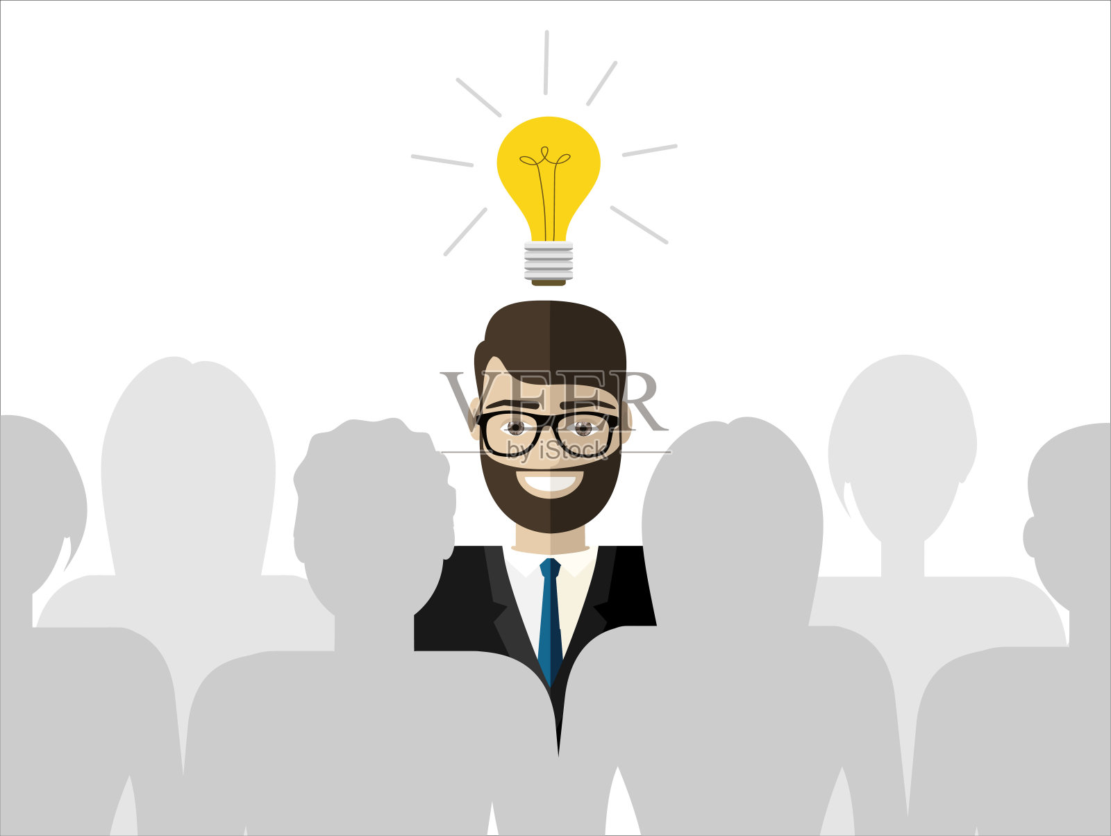 灯泡灯大创意概念。创造性思维，创造性想法，非凡人概念。平面设计矢量图插画图片素材