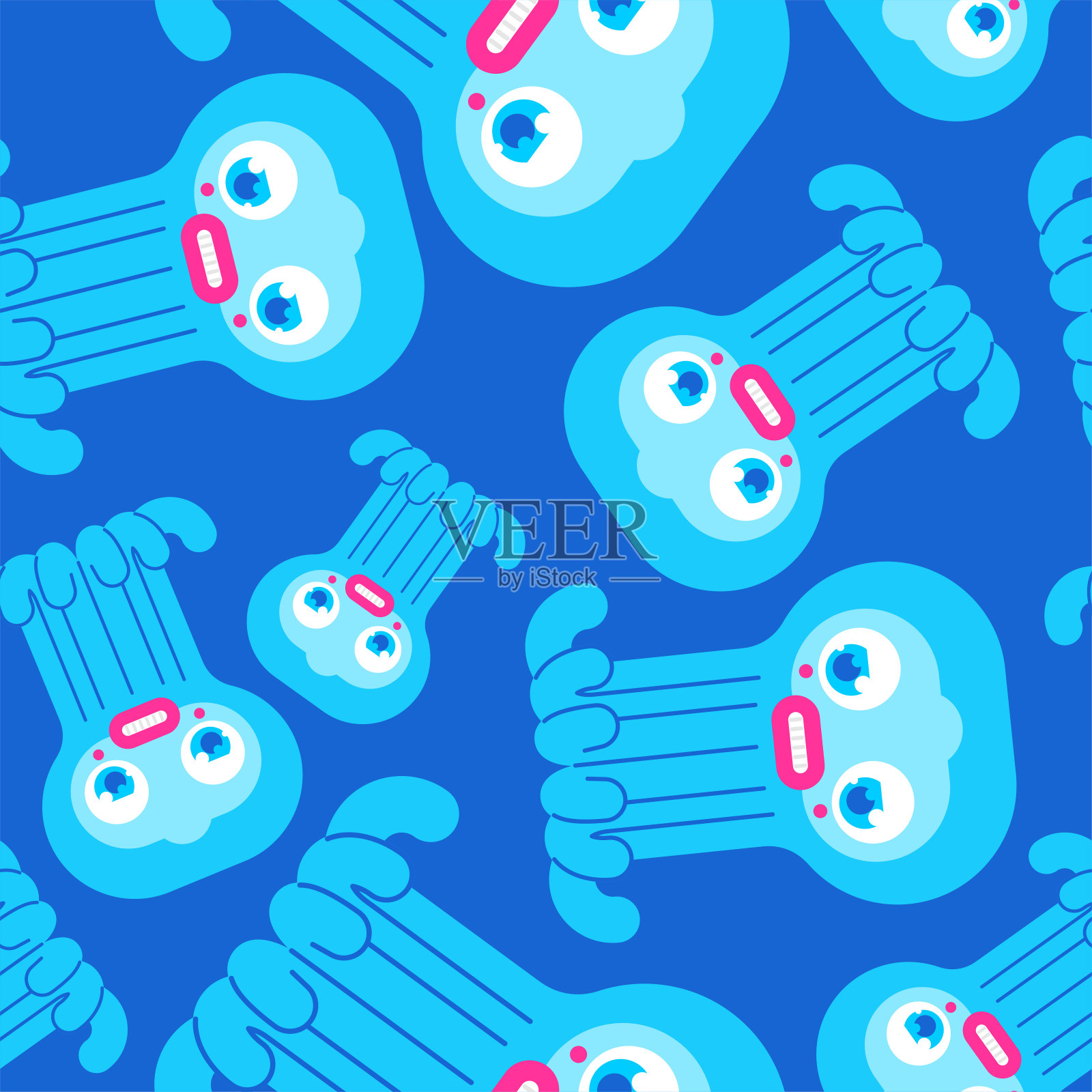 可爱的章鱼宝宝图案无缝。卡通poulpe儿童背景。参见动物矢量纹理。婴儿织物装饰插画图片素材