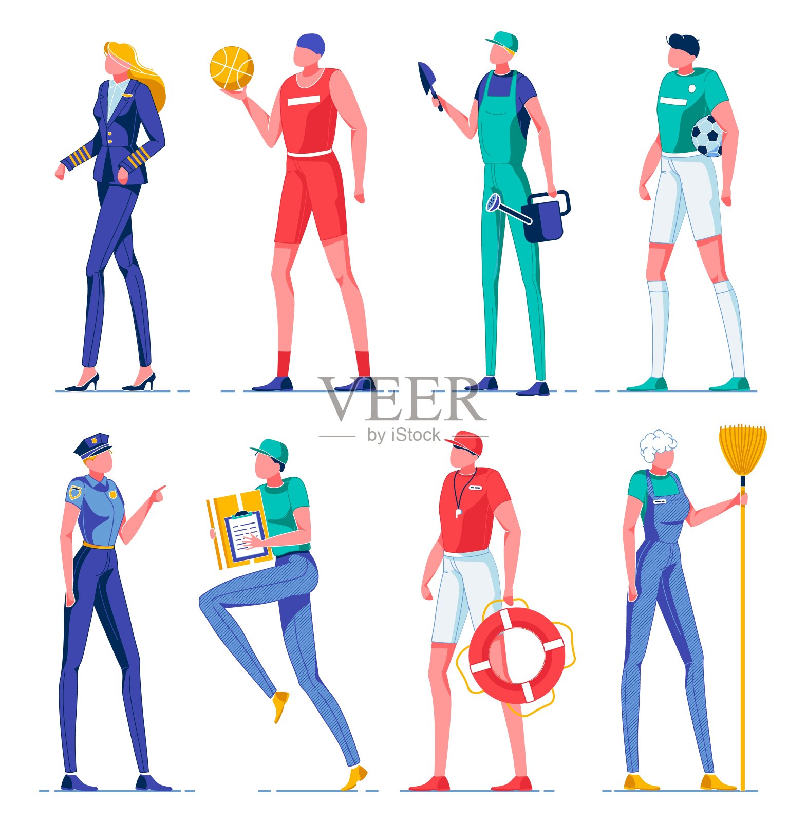 使用设备工作的男女插画图片素材