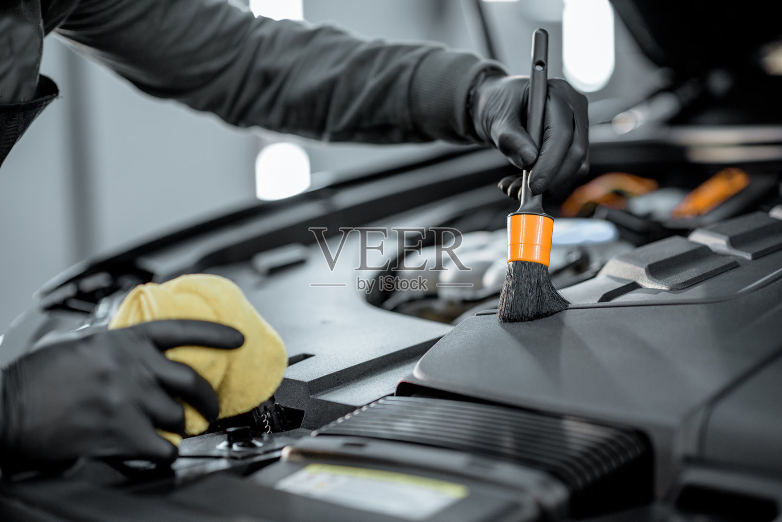 专业汽车发动机清洗照片摄影图片