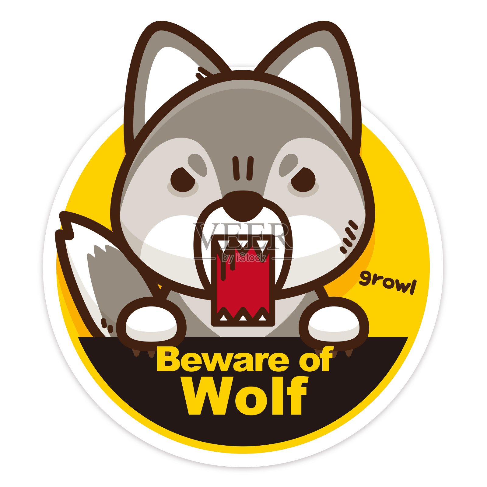 动物注意贴纸/狼插画图片素材