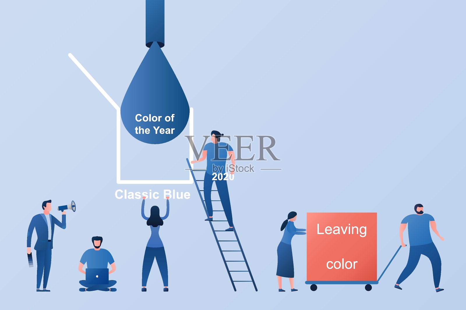 将2020年的流行色变为经典蓝色插画图片素材