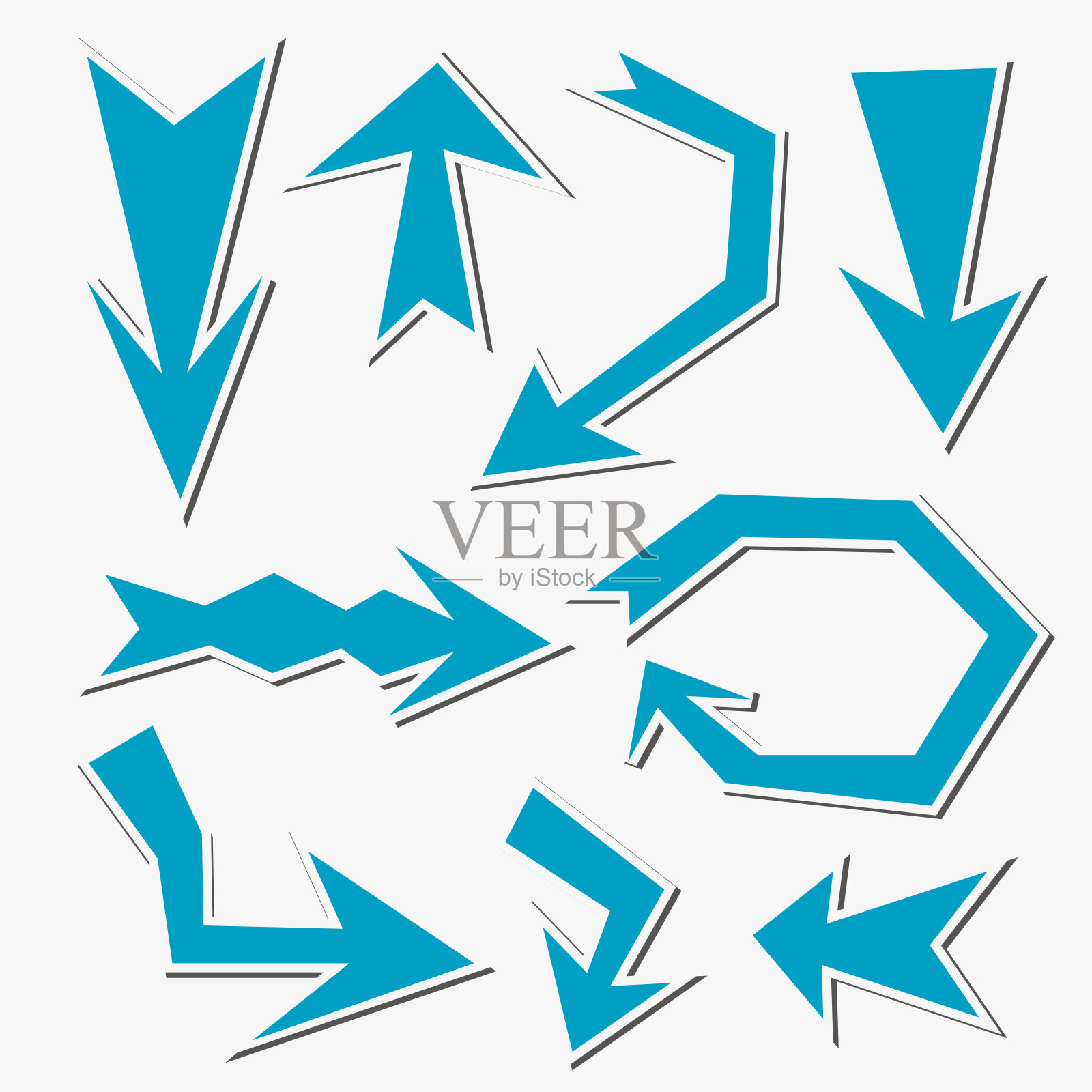 贴纸箭头设置孤立的白色背景设计元素图片