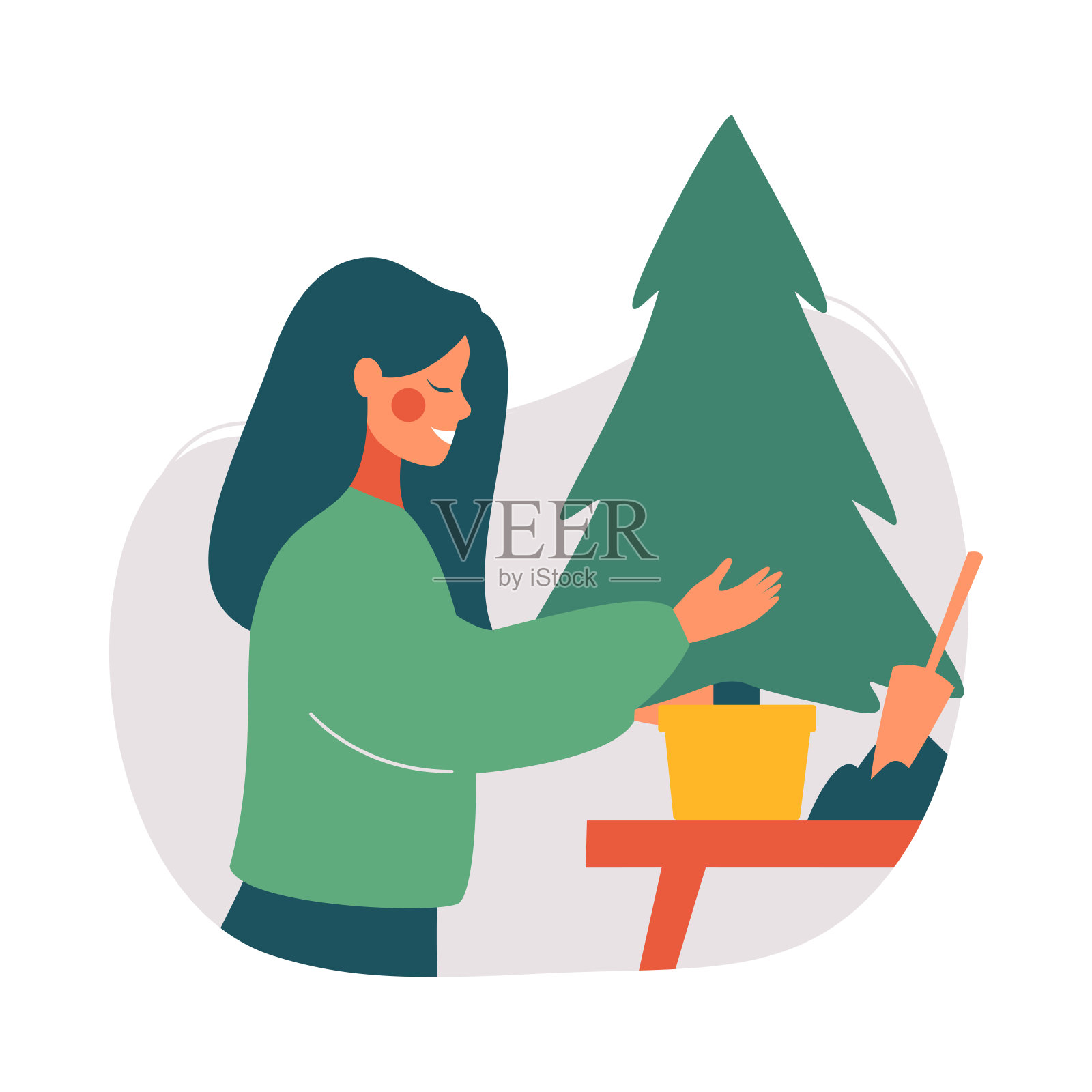 一个年轻女子决定向未来迈出艰难的一步。设计元素图片