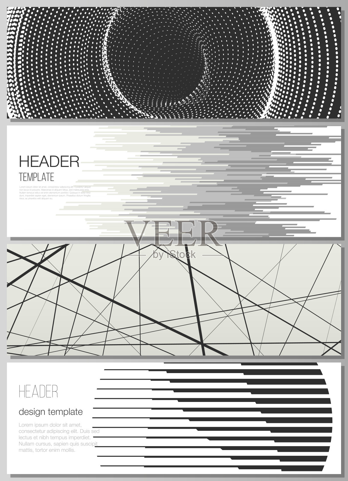 标题、横幅设计模板的可编辑布局的极简矢量插图。几何抽象的背景，未来的科学和技术概念为极简设计。设计模板素材