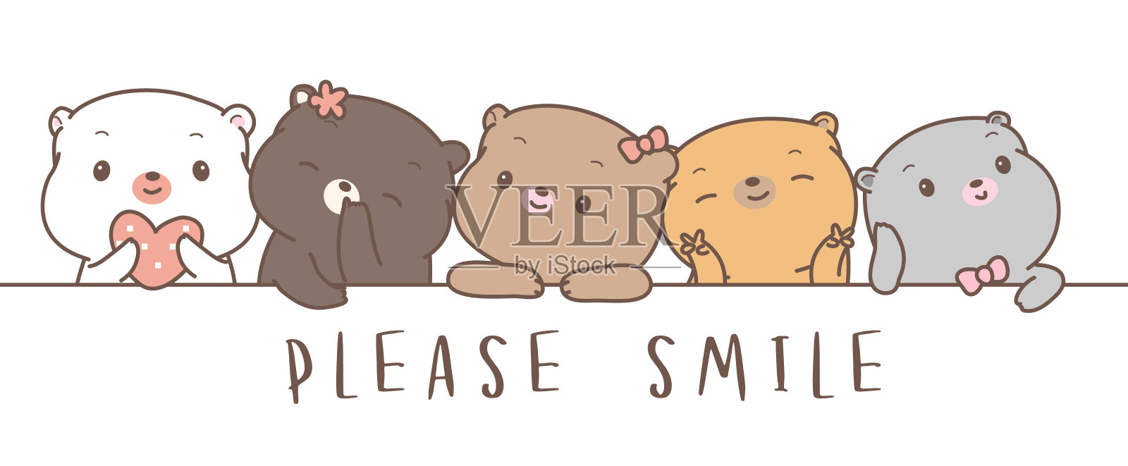 可爱的熊宝宝卡通手绘风格，适用于印刷，卡片，t恤，横幅，产品。矢量图设计元素图片