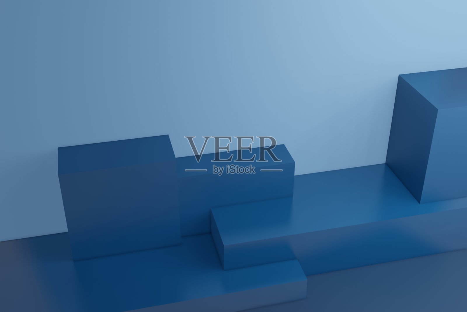 蓝色2020展位3D渲染背景墙，可用于条幅设计项目展示背景照片摄影图片