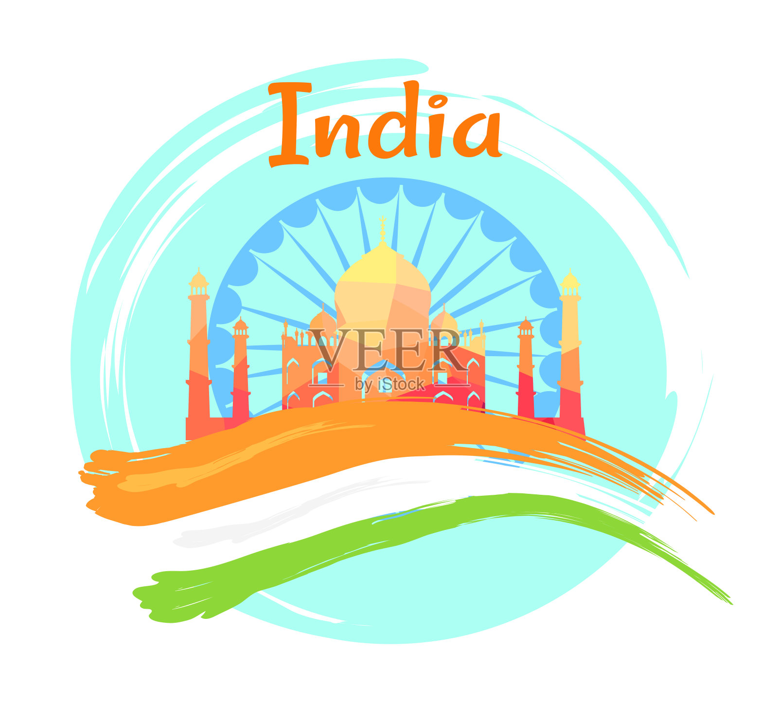 印着泰姬陵的印度独立日海报插画图片素材