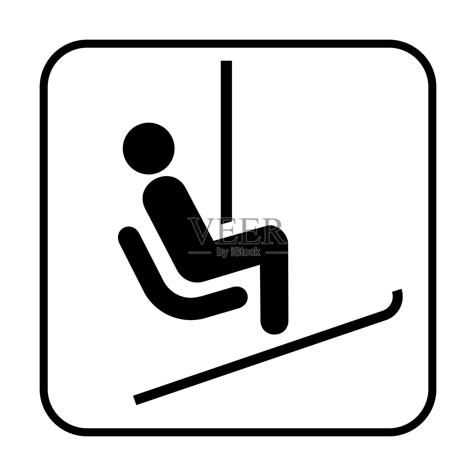 滑雪升降机标志图标插画图片素材