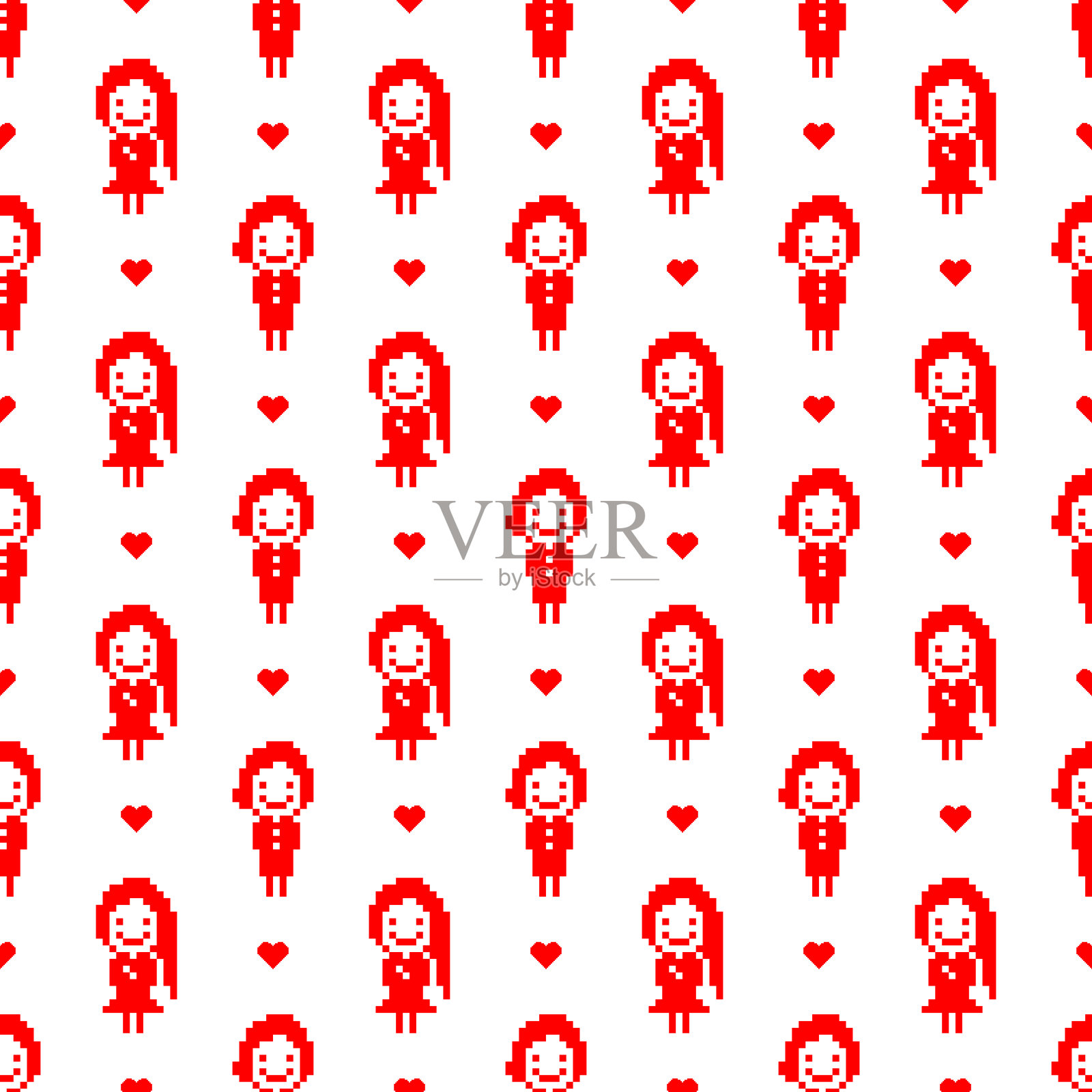 情人像素无缝模式。插画图片素材