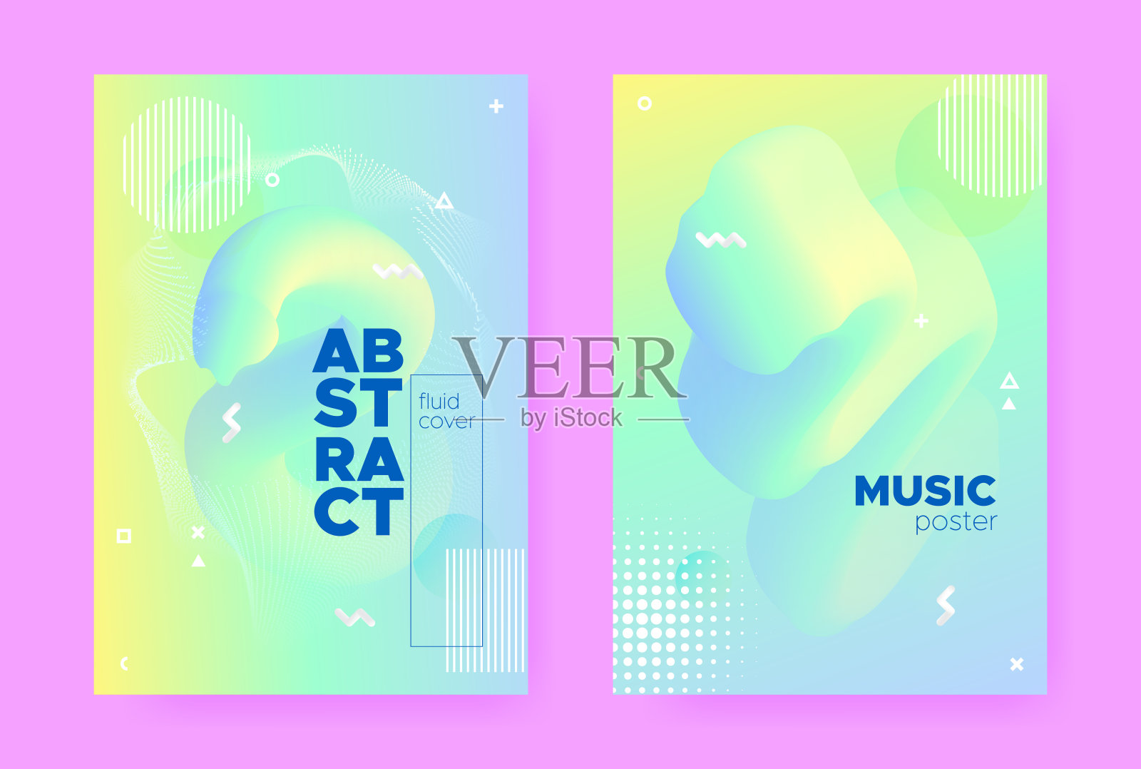 清新柔和的形状。抽象的渐变元素。插画图片素材