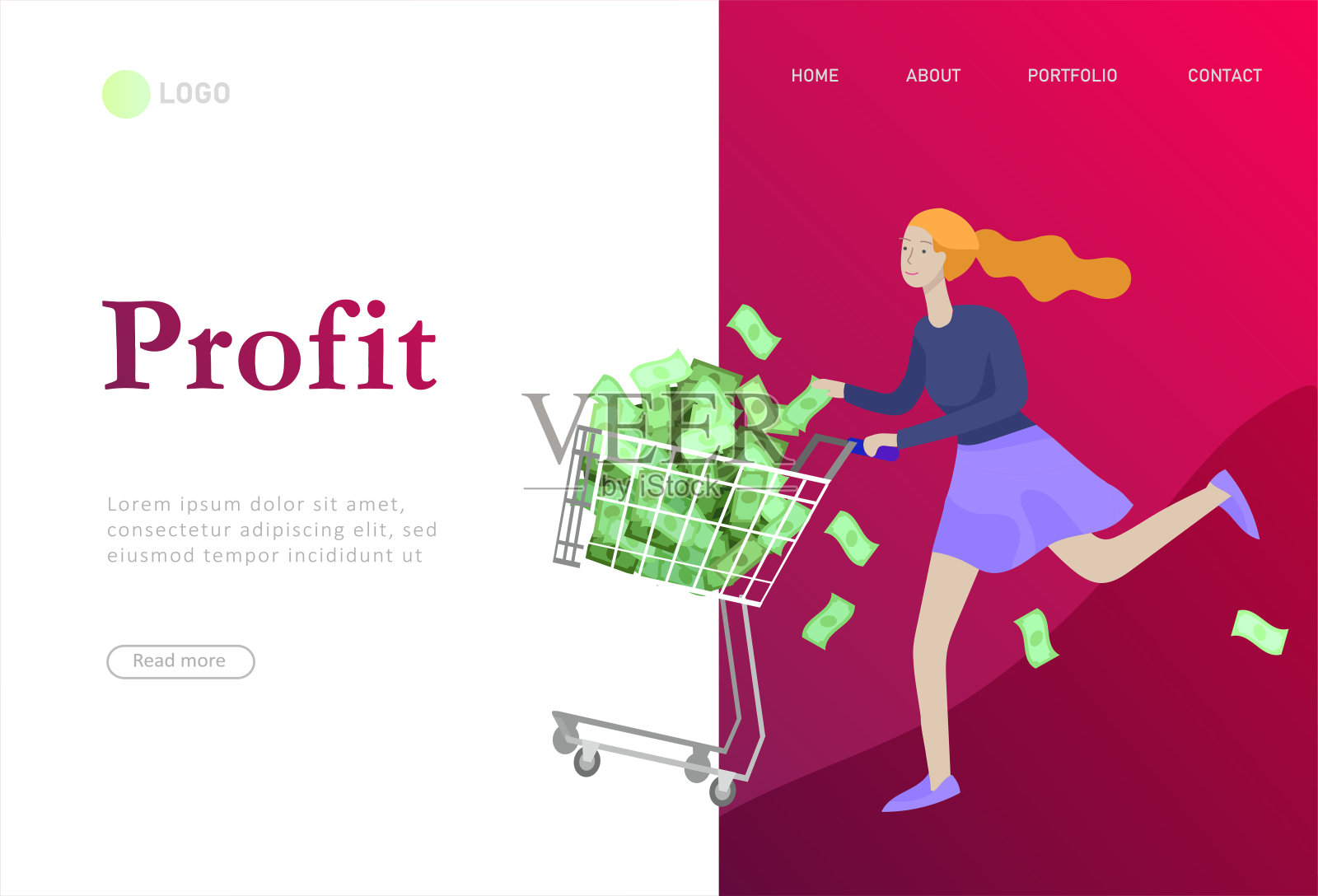 快乐的人有钱，人物在动赚钱。21、商业投资，金钱如雨，男人女人逐利，抓钞票。卡通风格，平面矢量插画图片素材