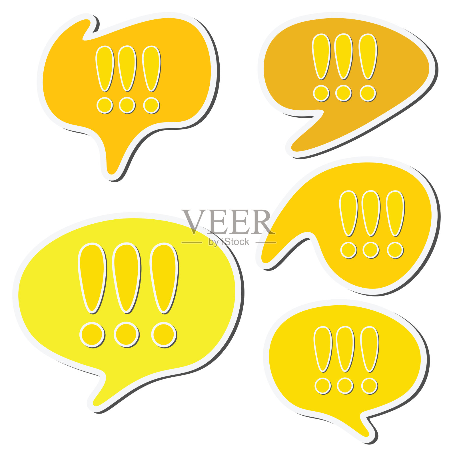 带有感叹号的黄色贴纸演讲泡泡插画图片素材