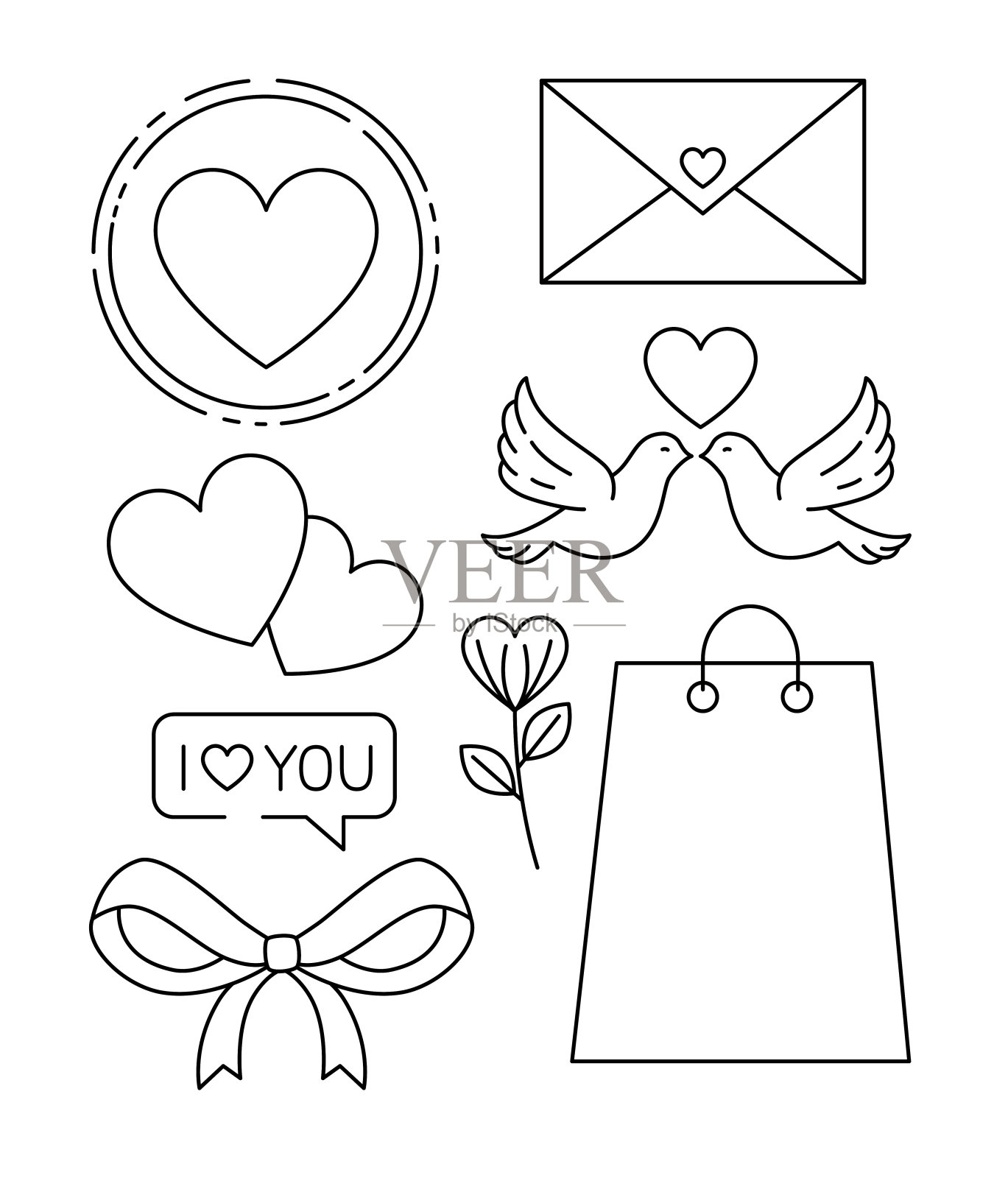 设置图标的情人节装饰插画图片素材