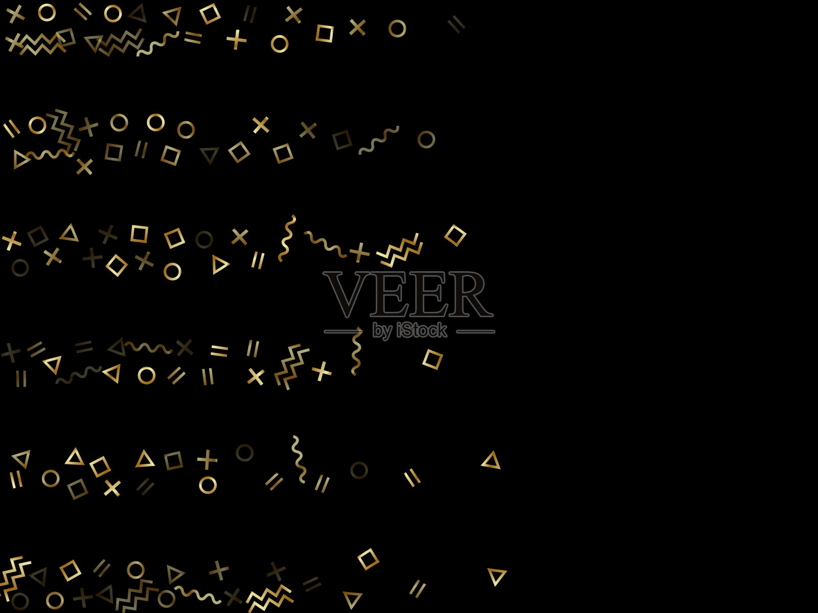 风格几何彩纸矢量背景三角形圆形正方形形状，chevron波浪线。插画图片素材