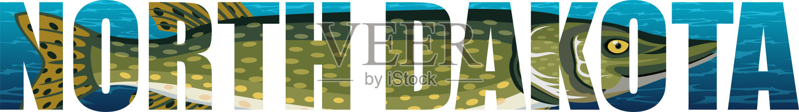 矢量北达科他-美国州字与北派克插画图片素材