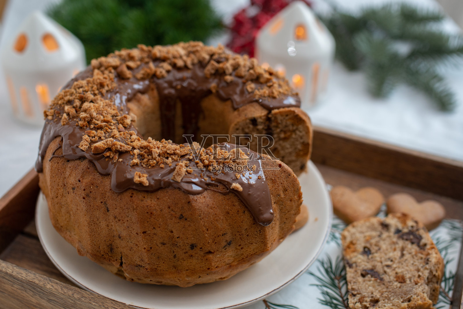 圣诞节海绵蛋糕照片摄影图片