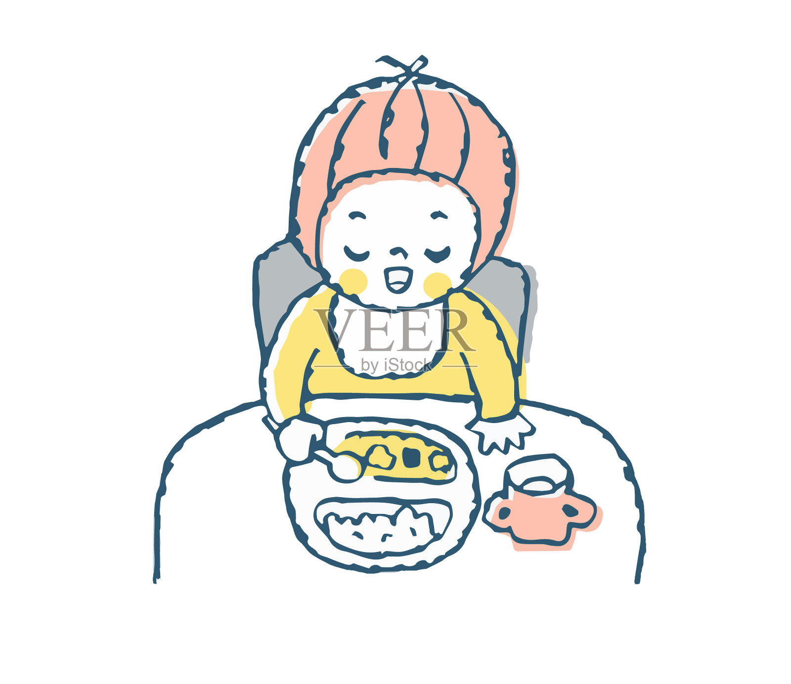 只吃婴儿食品的婴儿设计元素图片