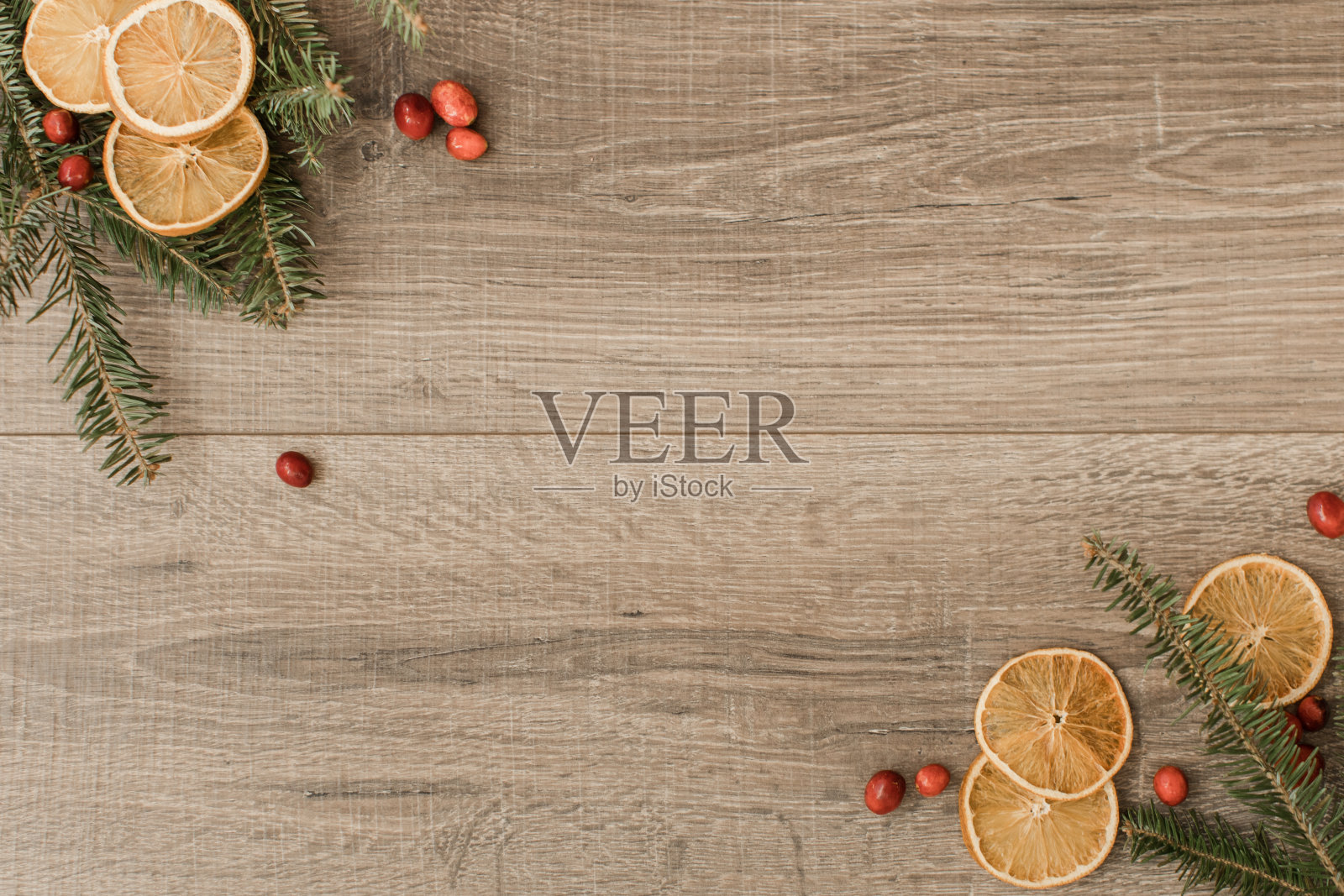 柑橘和弗雷泽冷杉圣诞金丝照片摄影图片