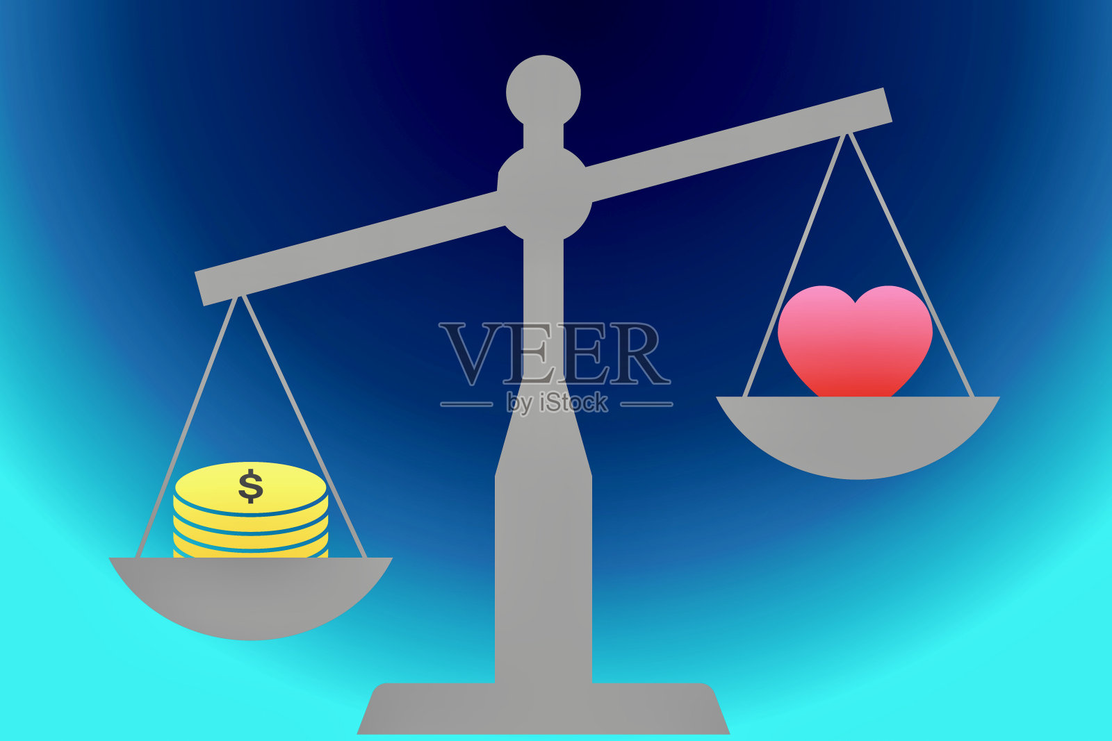 与金钱和感情相比插画图片素材