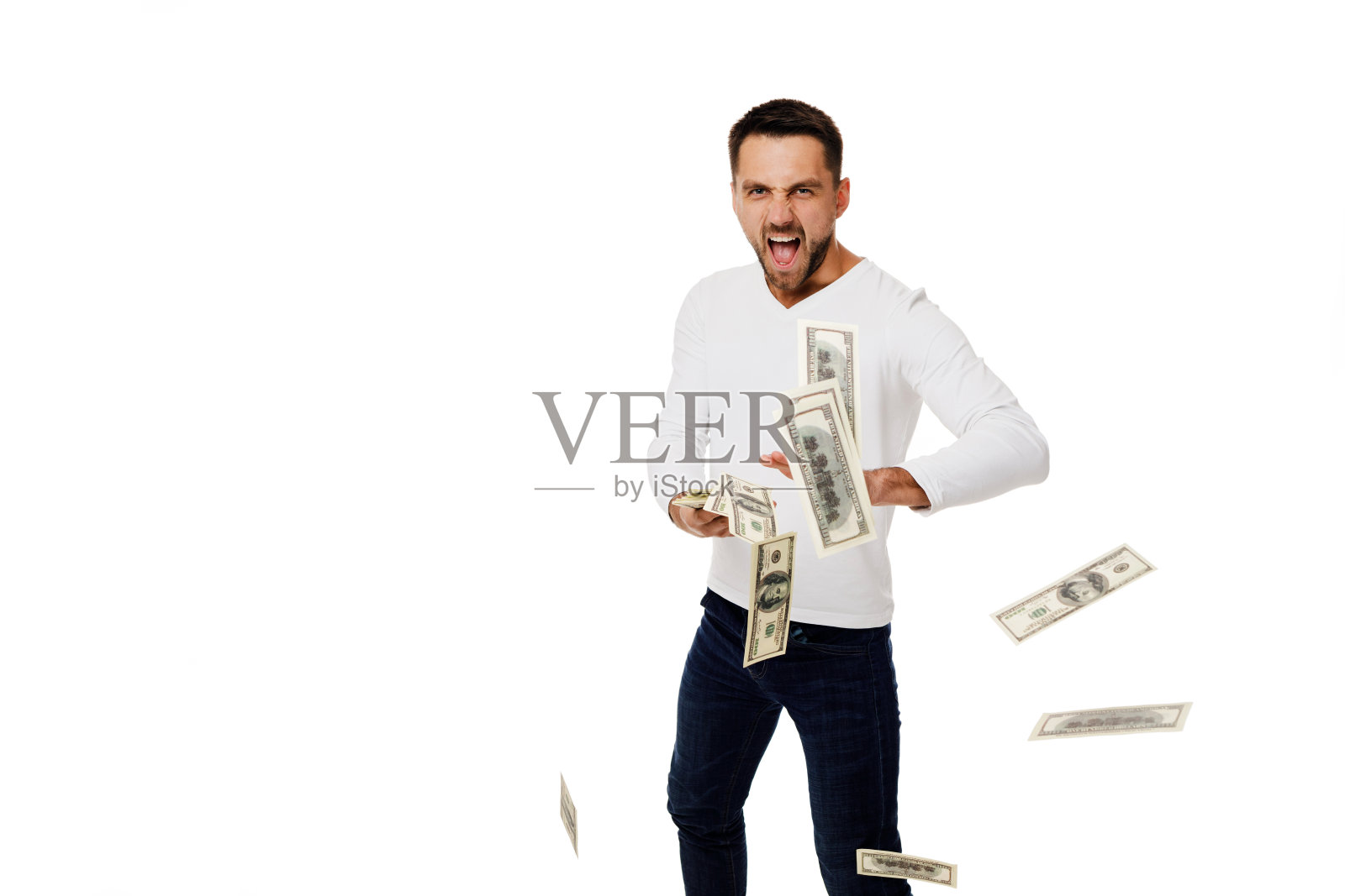 男人在扔钞票照片摄影图片