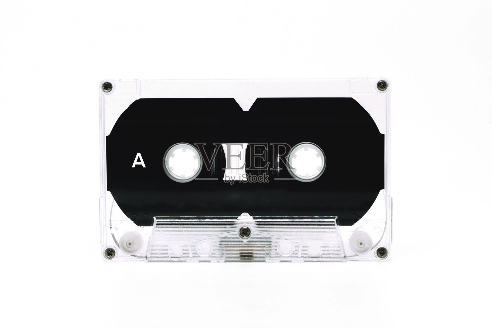 黑白盒式磁带隔离在白色背景上照片摄影图片