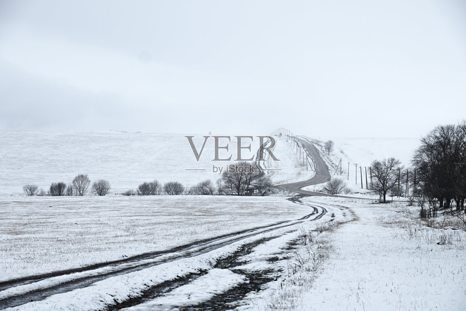 白雪皑皑的平原冬季景观照片摄影图片