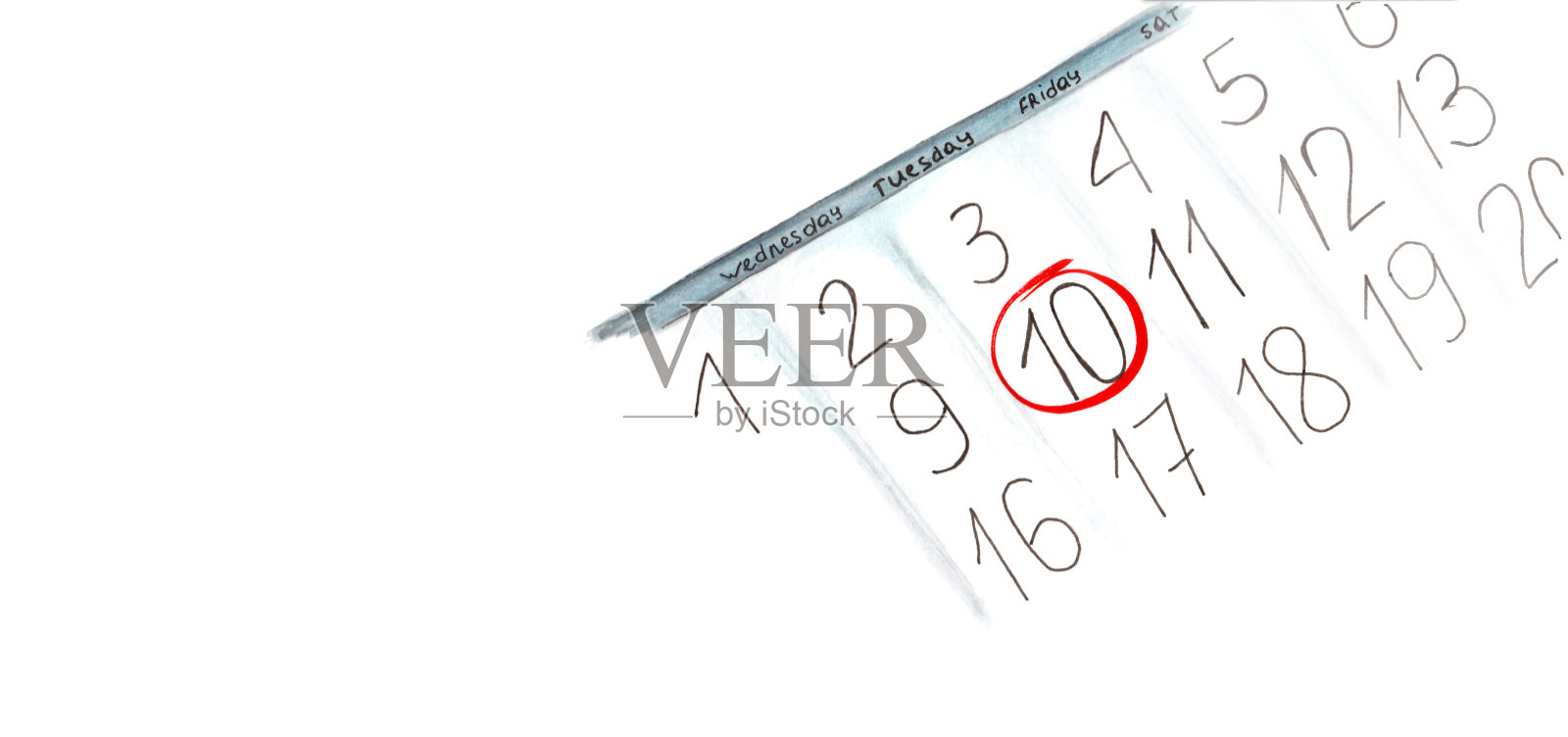 水彩日历与红色标记孤立的白色背景设计模板素材