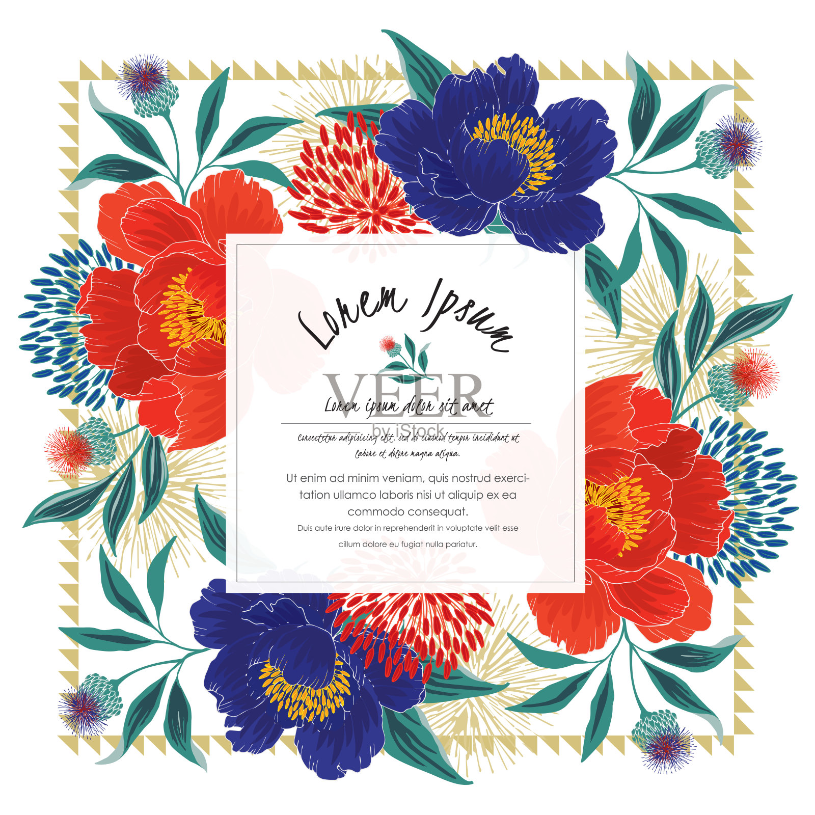 矢量插图的一个美丽的花框架婚礼，周年纪念，生日和聚会。设计模板素材