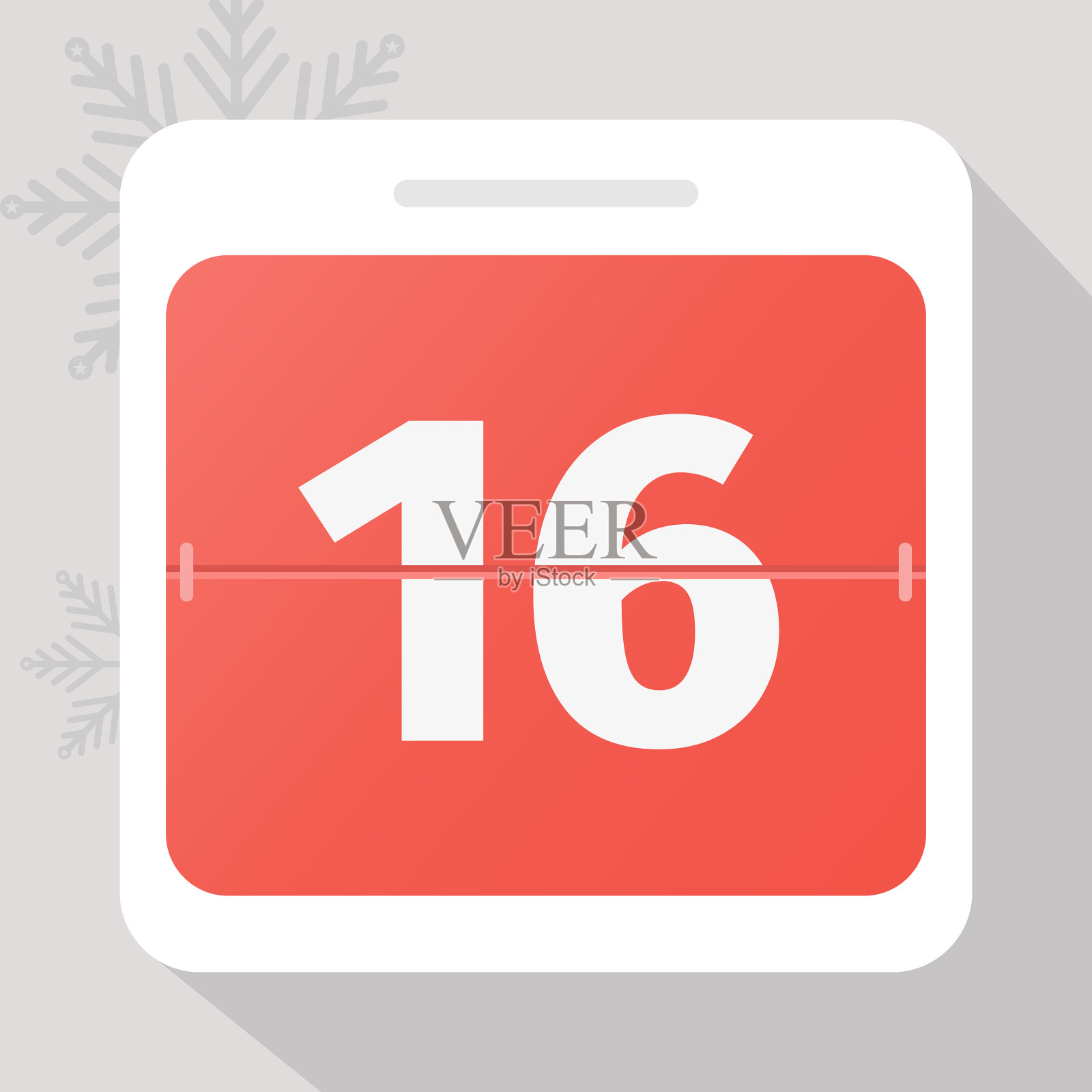 日历图标。日历日期与雪花。16号。时间管理。插画图片素材