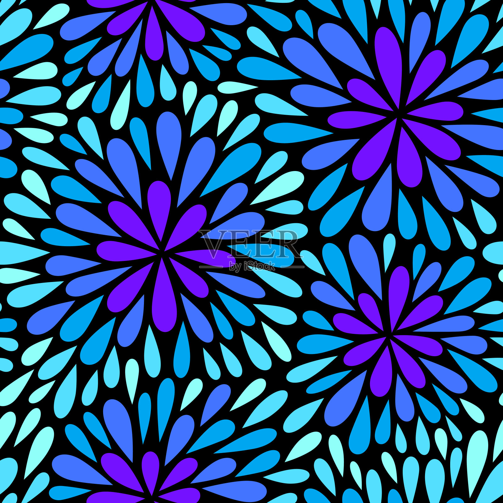 无缝矢量图案与花。抽象的几何背景。矢量插图与烟花。圣诞节的背景。插画图片素材